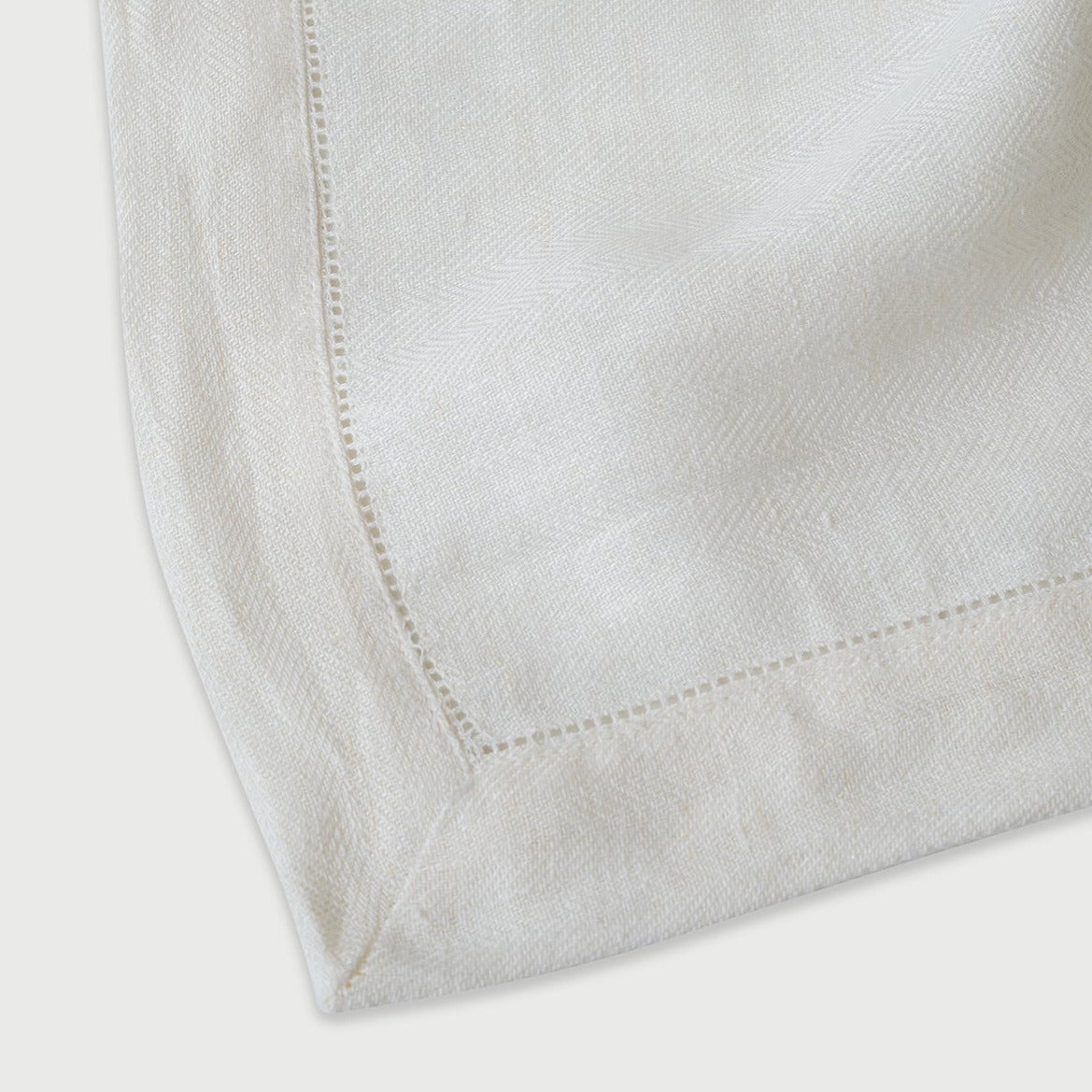 Ivory Herringbone Linen Table Cover
