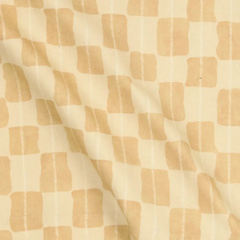 Echo Sand Printed Cotton Slub Fabric SanctuaryLiving