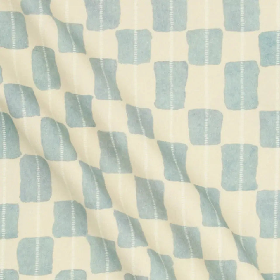 Echo Soft Blue Printed Cotton Slub Fabric SanctuaryLiving
