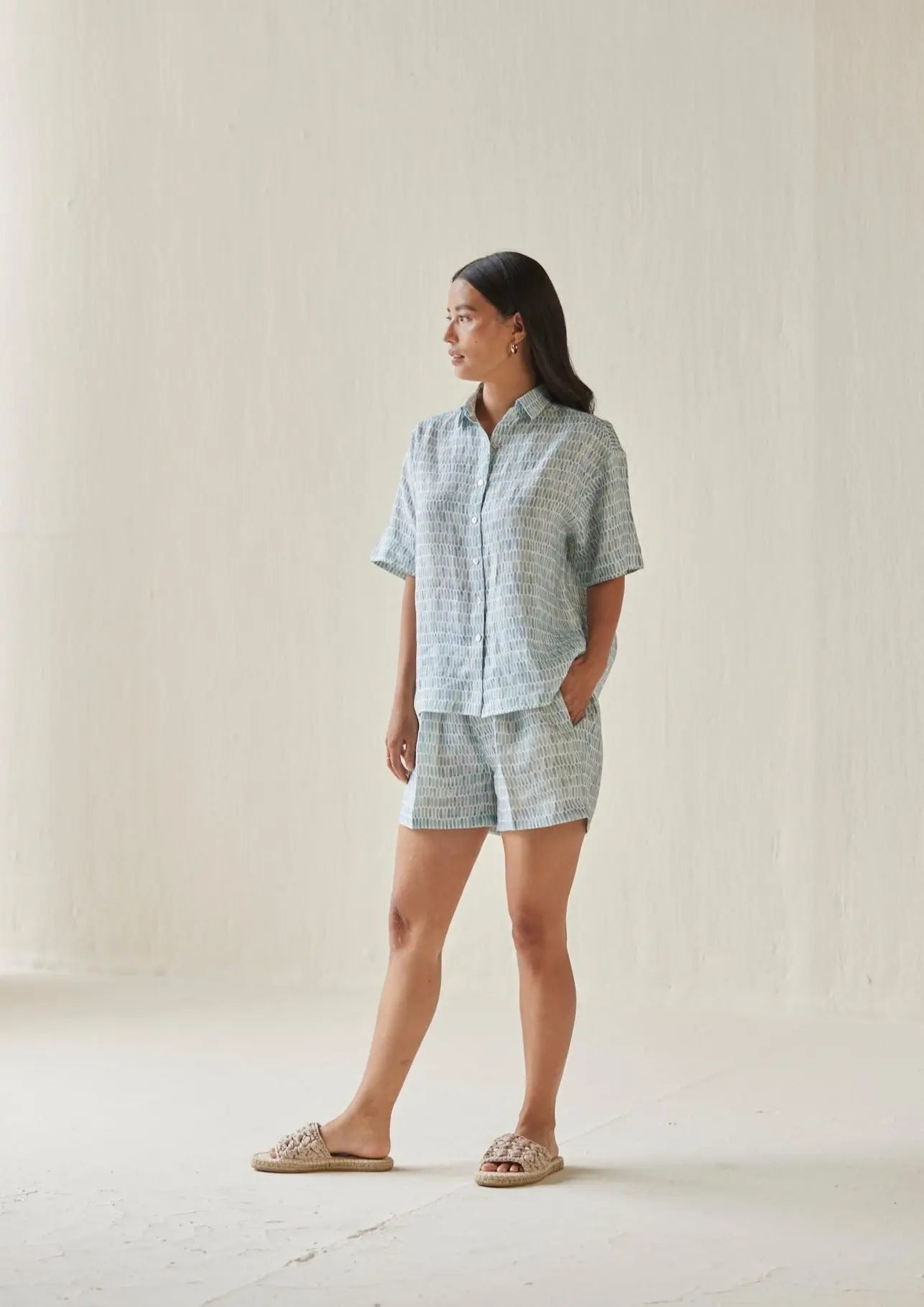 Echo Speckle Blue Shorts SanctuaryLiving