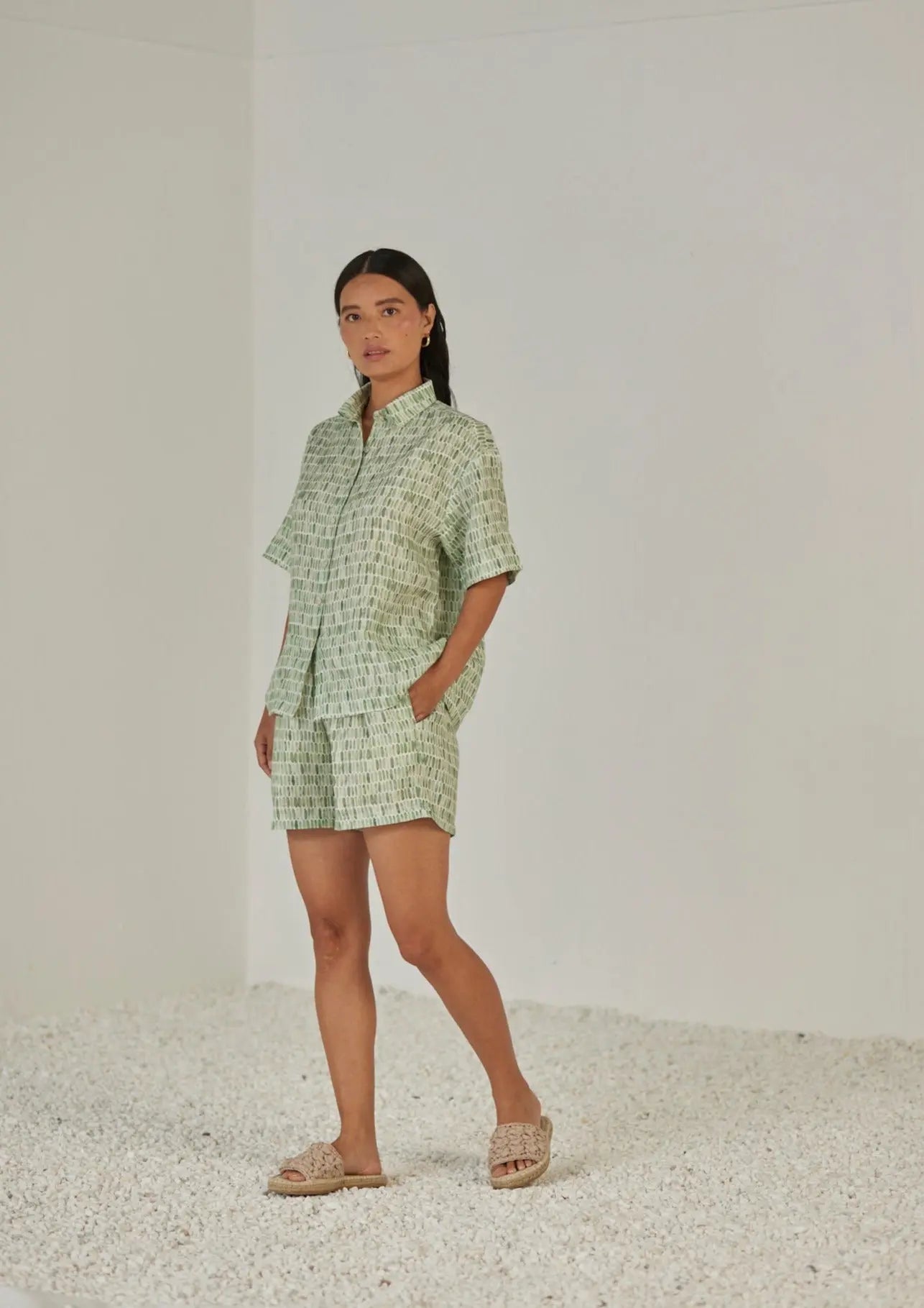 Echo Speckle Green Shorts SanctuaryLiving