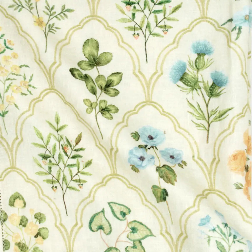 Eden Peach Printed Linen Fabric SanctuaryLiving