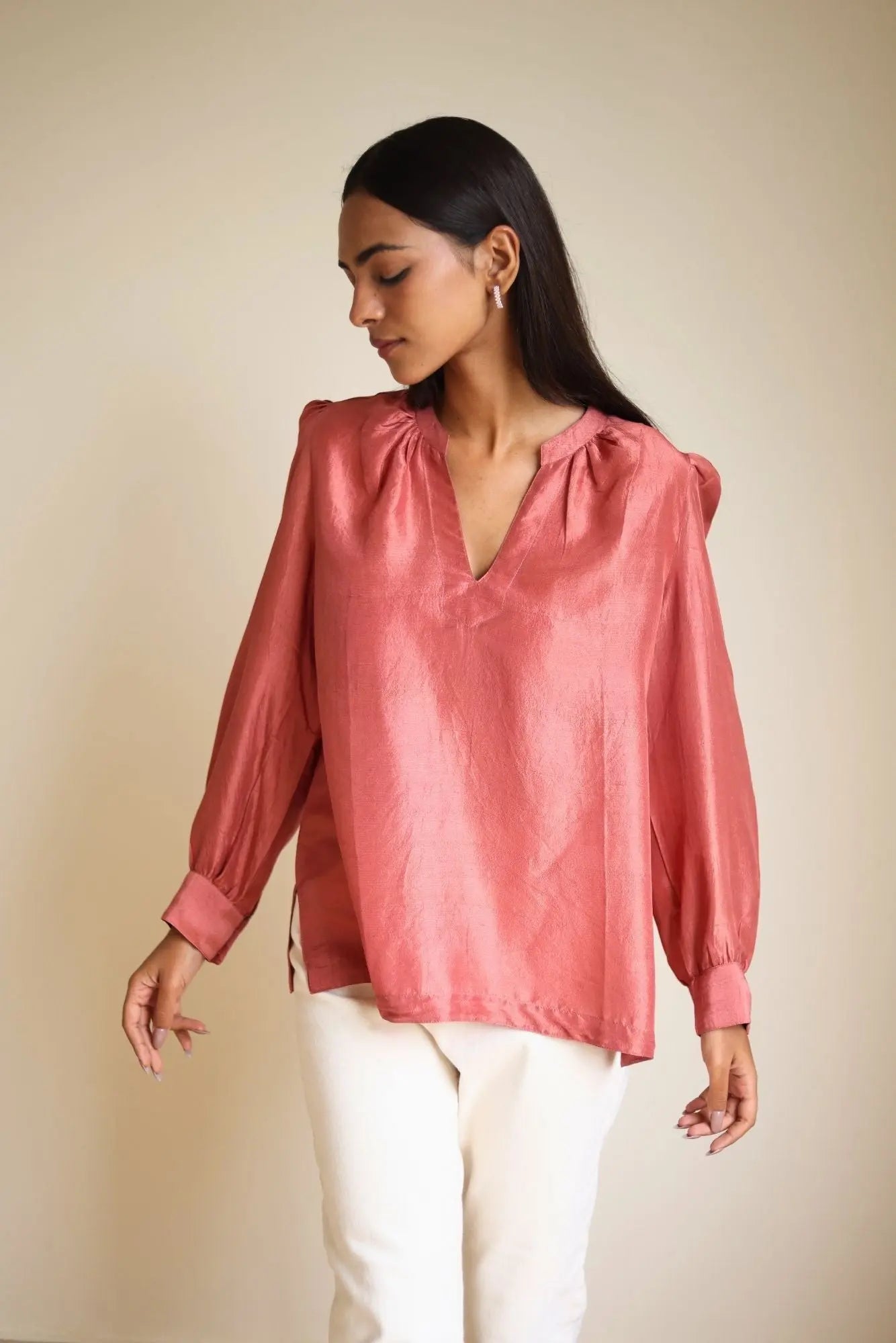 Freya Silk Coral Top SanctuaryLiving