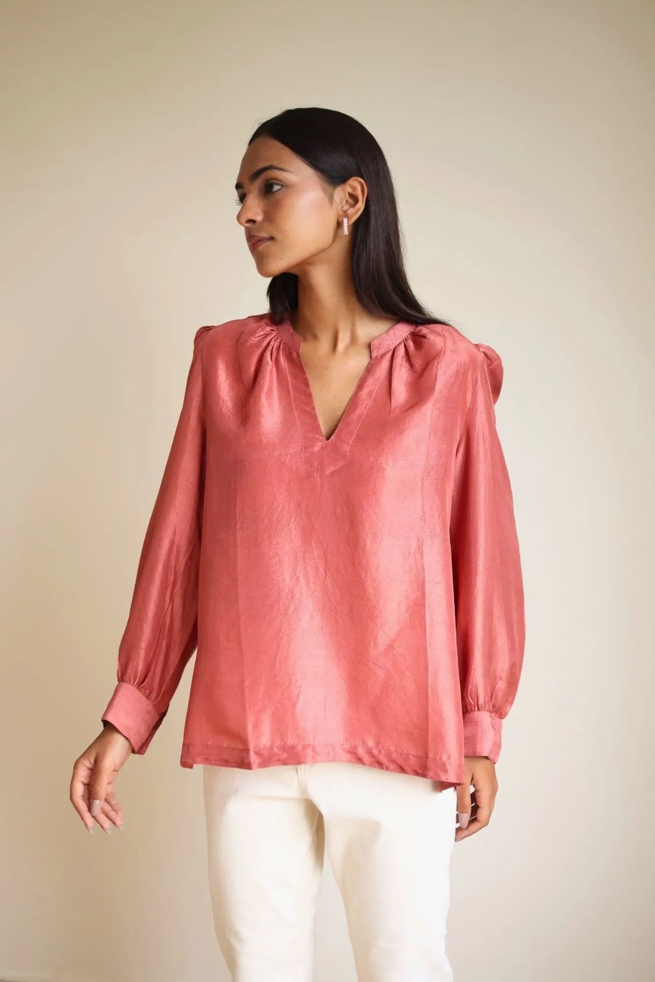 Freya Silk Coral Top SanctuaryLiving