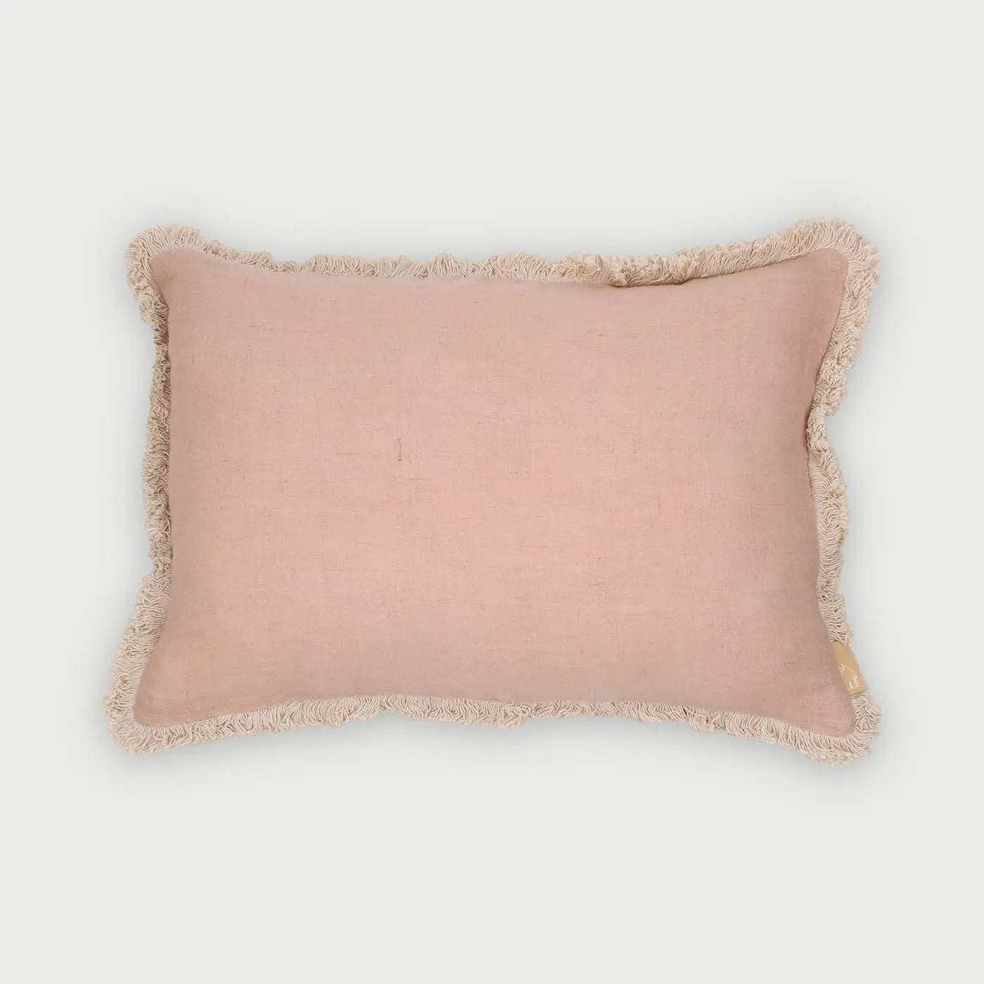 Fringe Rose Oblong Linen Cushion Cover SanctuaryLiving