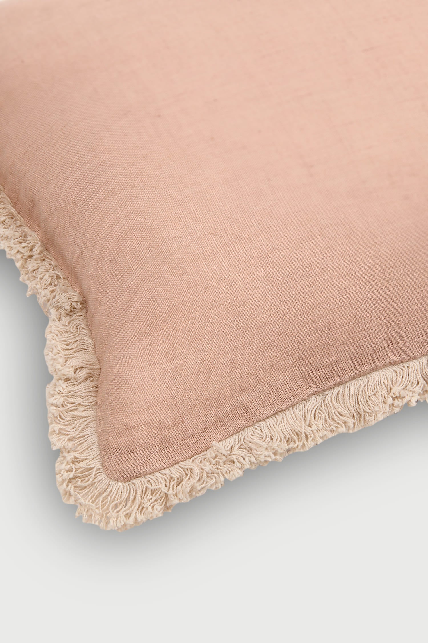 Fringe Rose Oblong Linen Cushion Cover