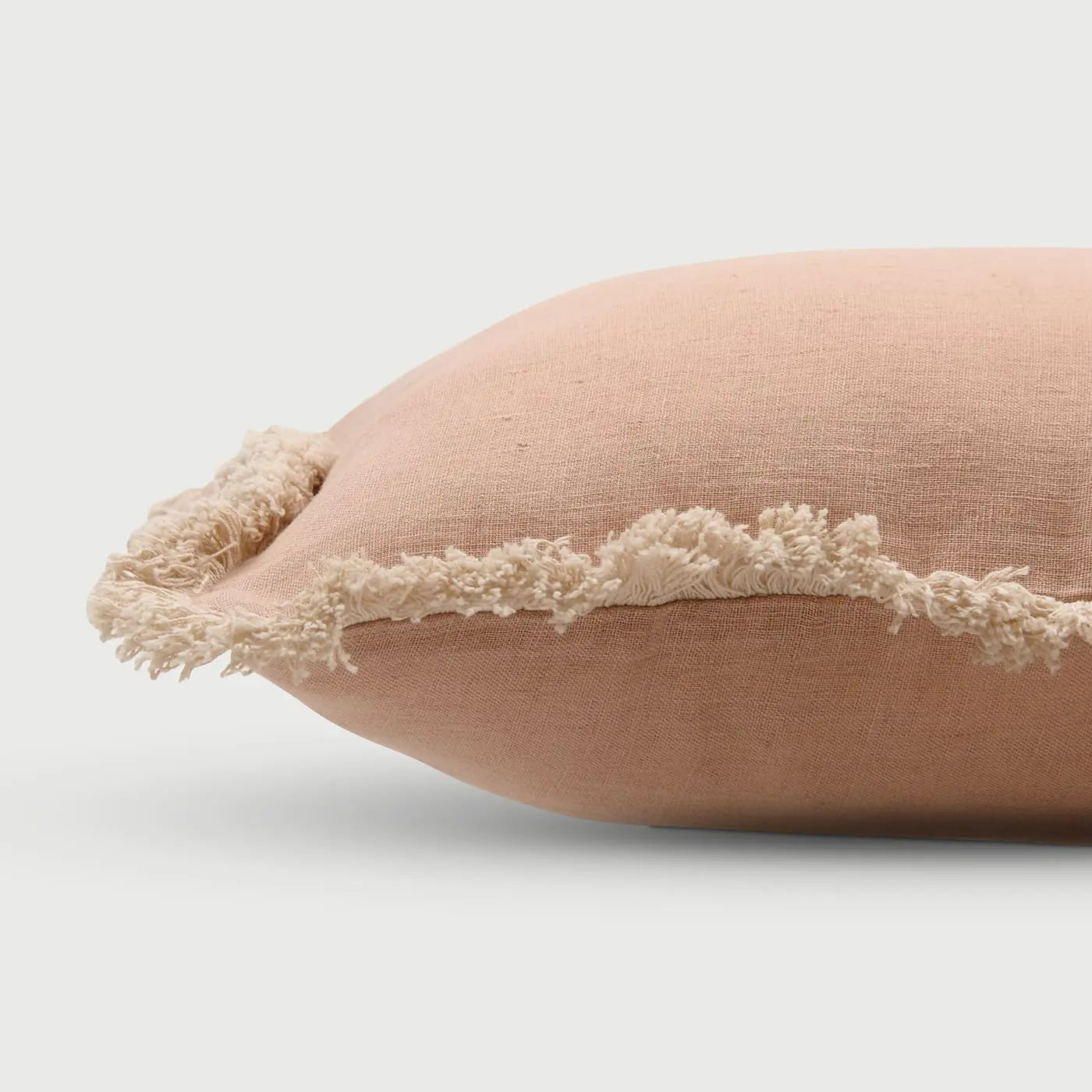 Fringe Rose Oblong Linen Cushion Cover SanctuaryLiving