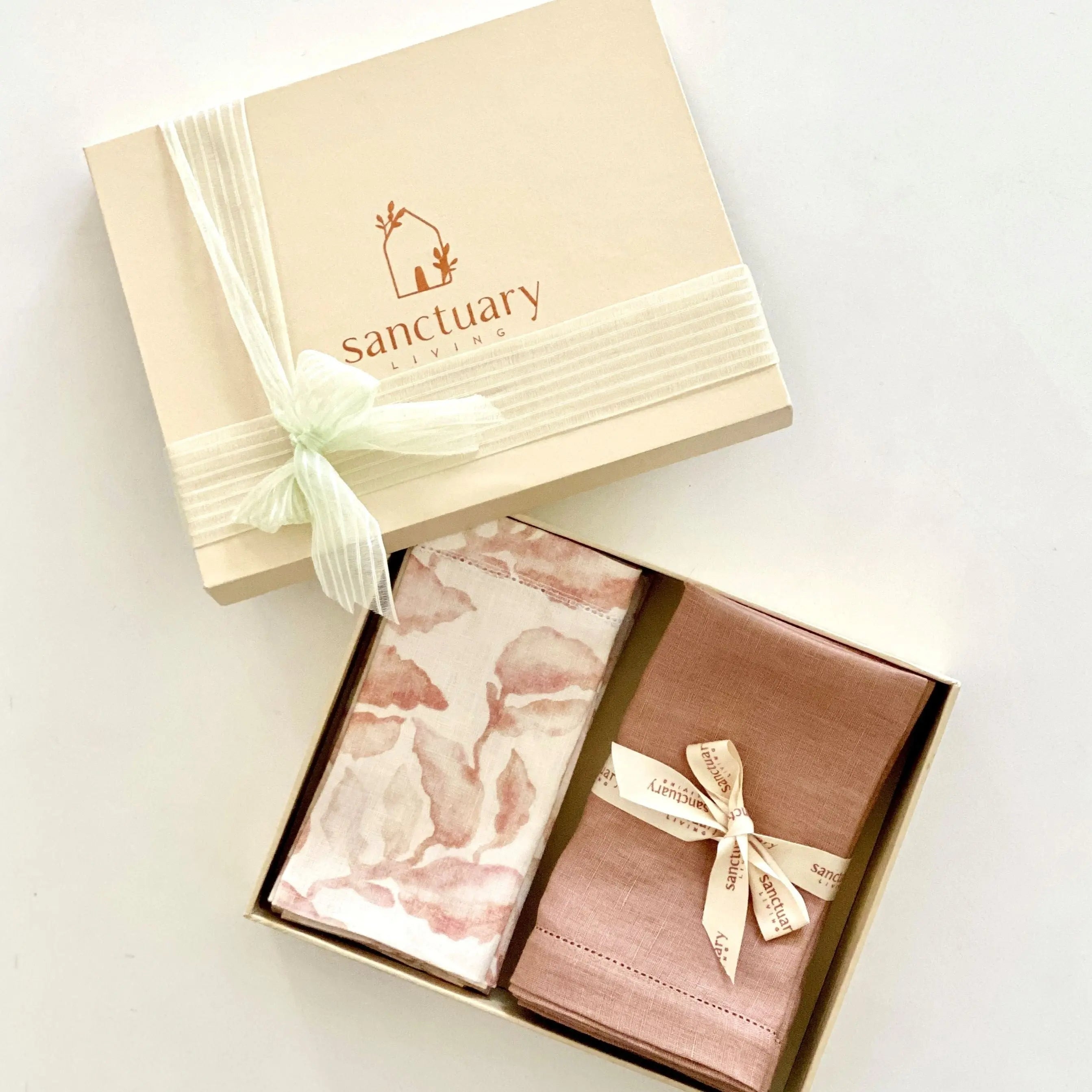 Linen Blush Table Runner and Napkins Gift Set SanctuaryLiving