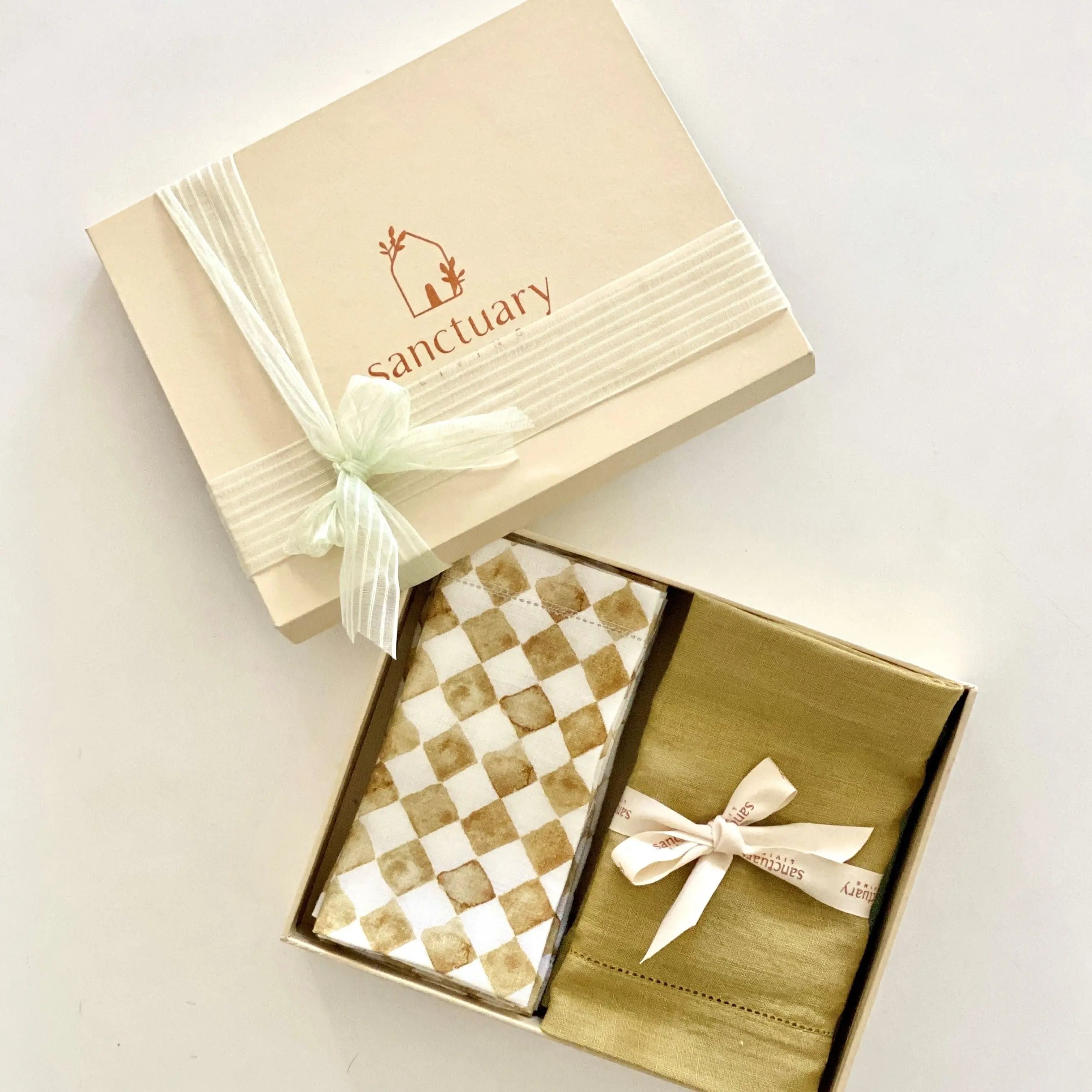 Linen Ochre Table Runner and Napkins Gift Set SanctuaryLiving