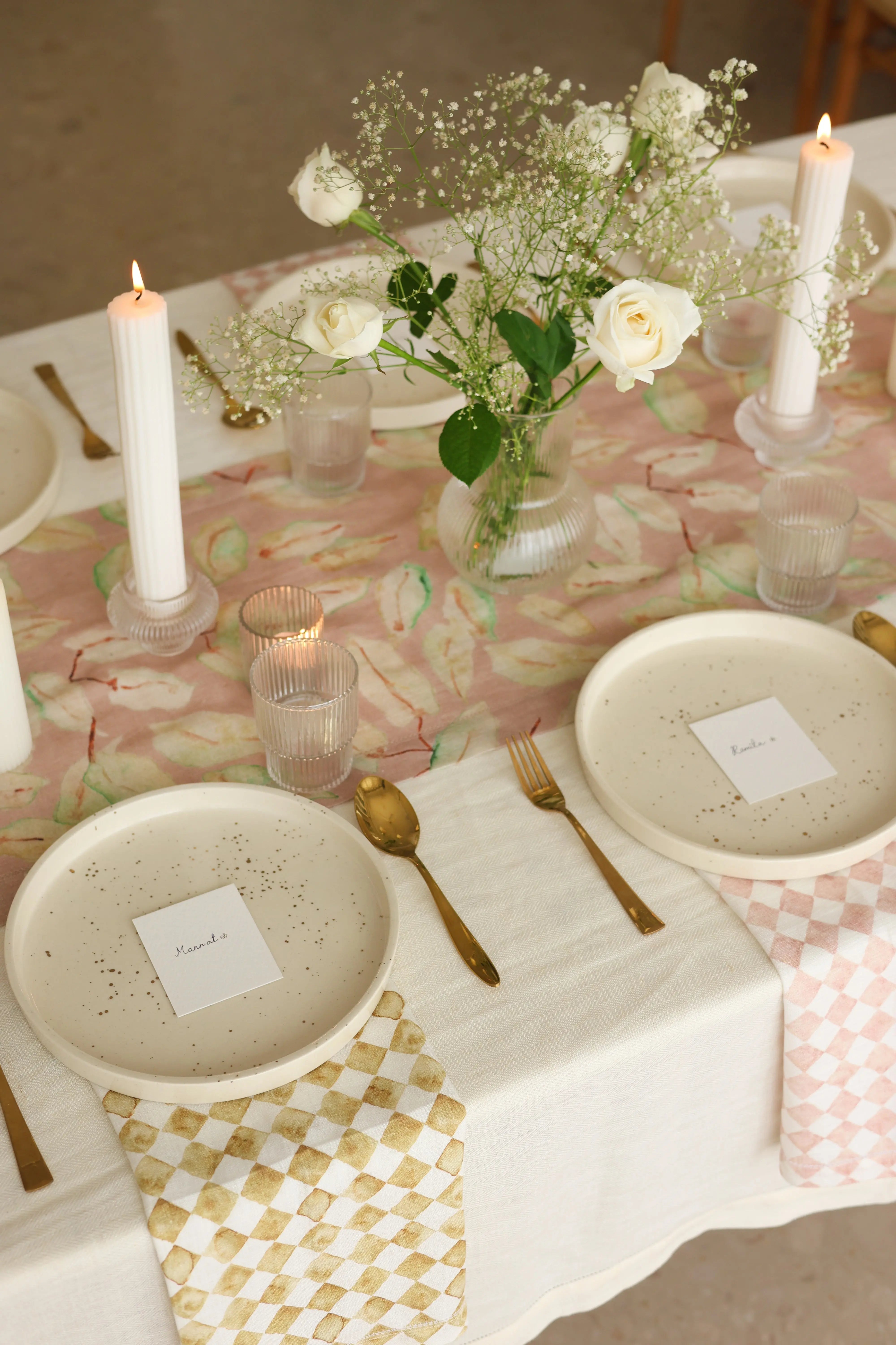 Grove Blush Linen Table Runner SanctuaryLiving