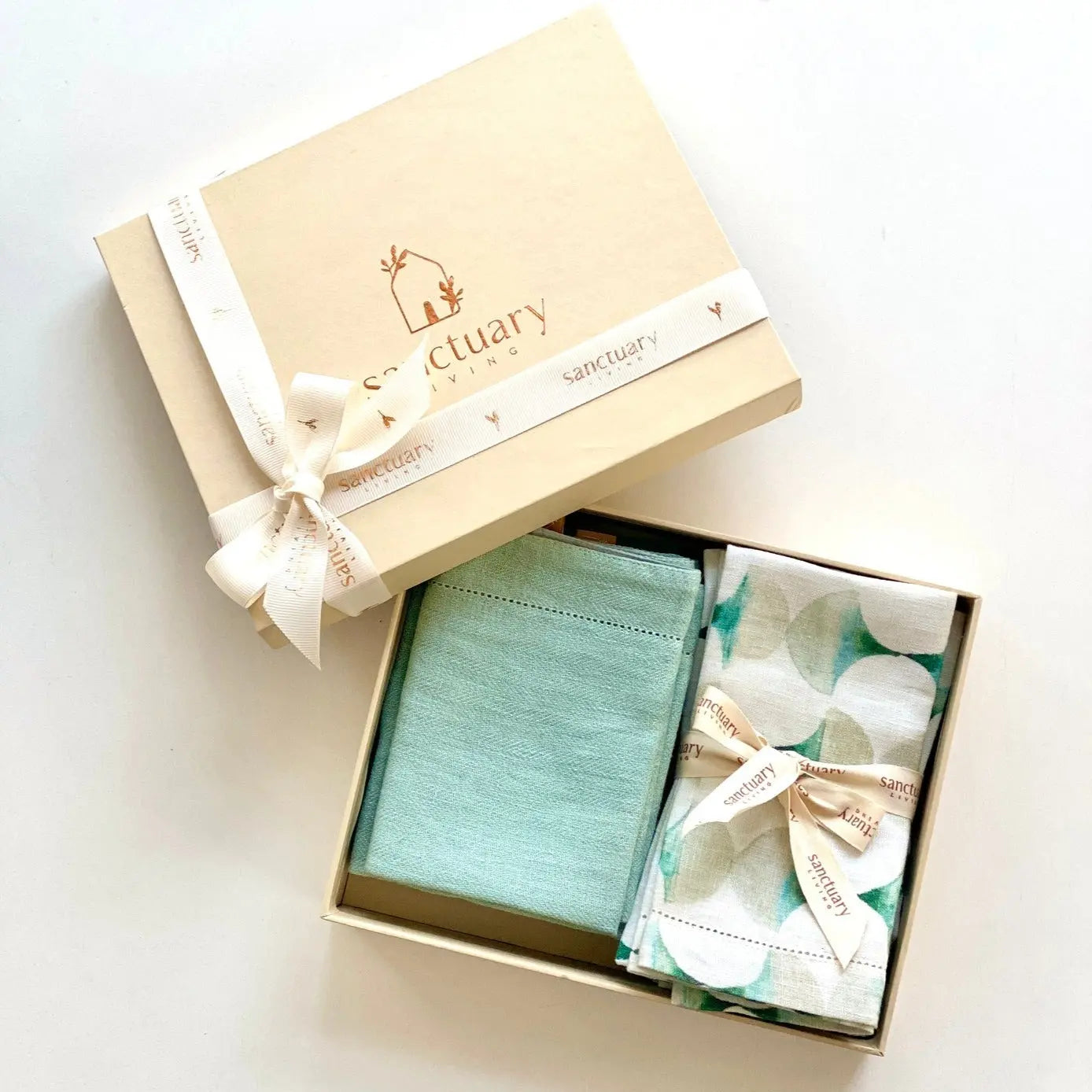 Linen Duck Egg Table Mats and Napkins Gift Set SanctuaryLiving