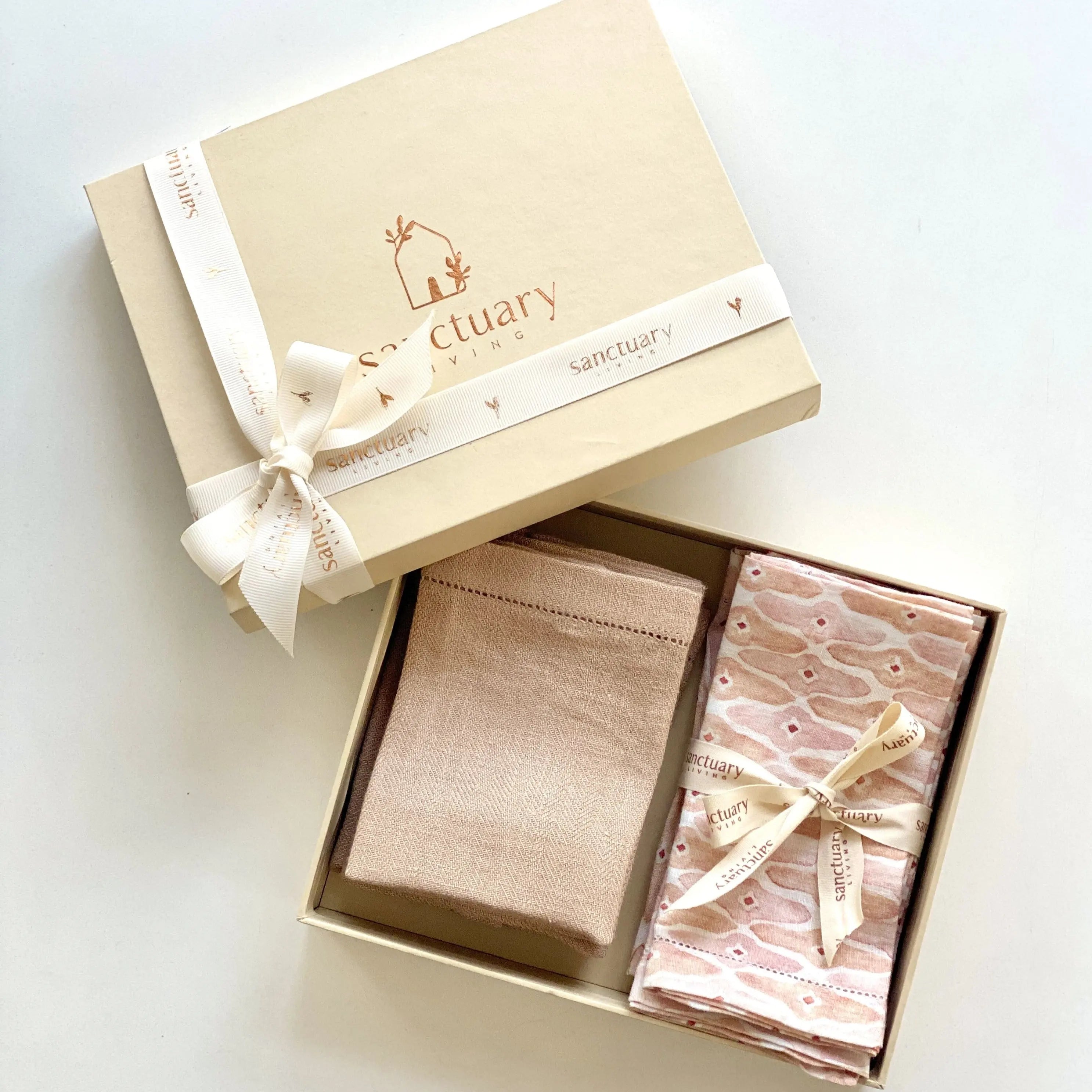 Linen Blush Table Mats and Napkins Gift Set SanctuaryLiving