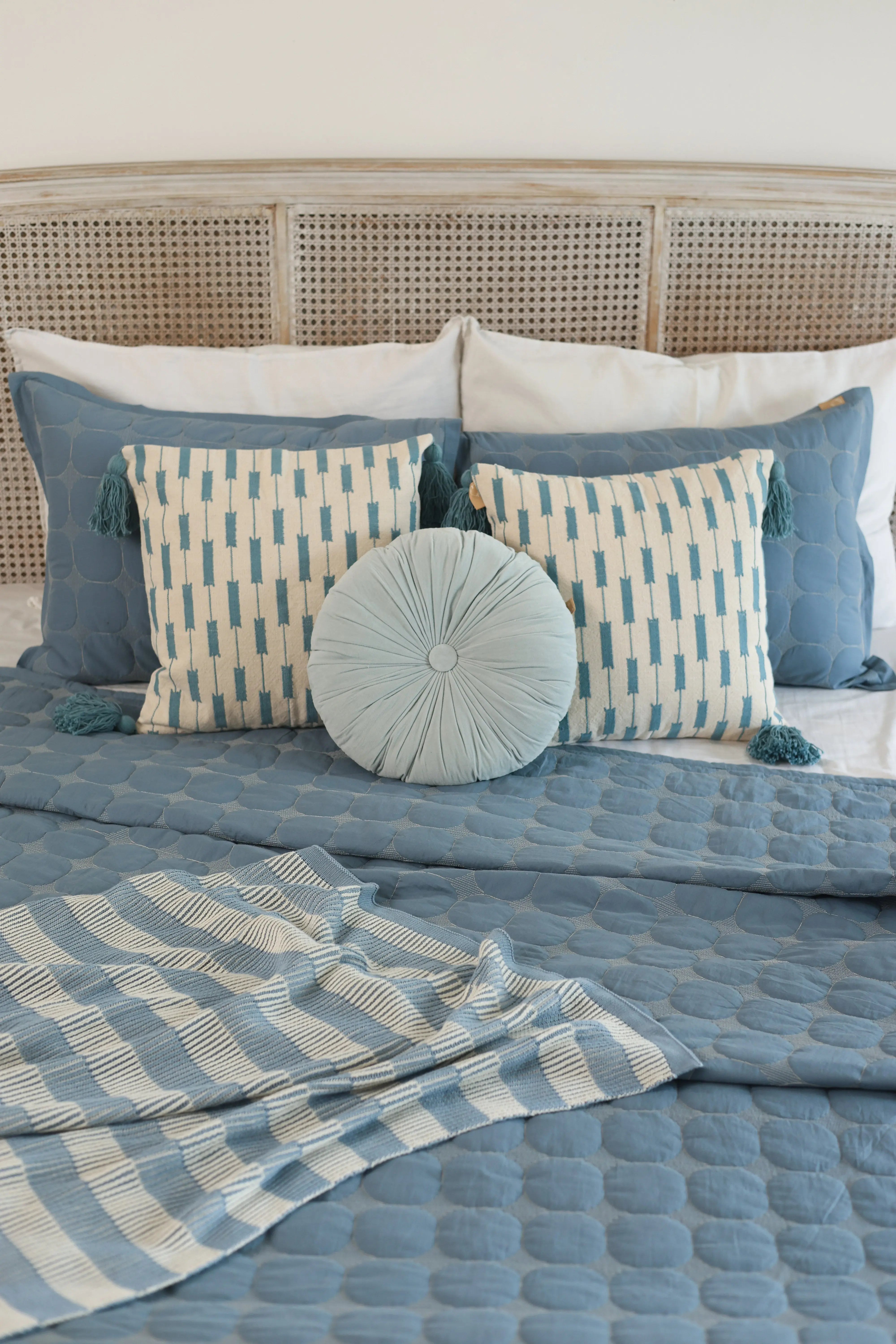 Zen Azure Cotton Quilted Bedding Set SanctuaryLiving