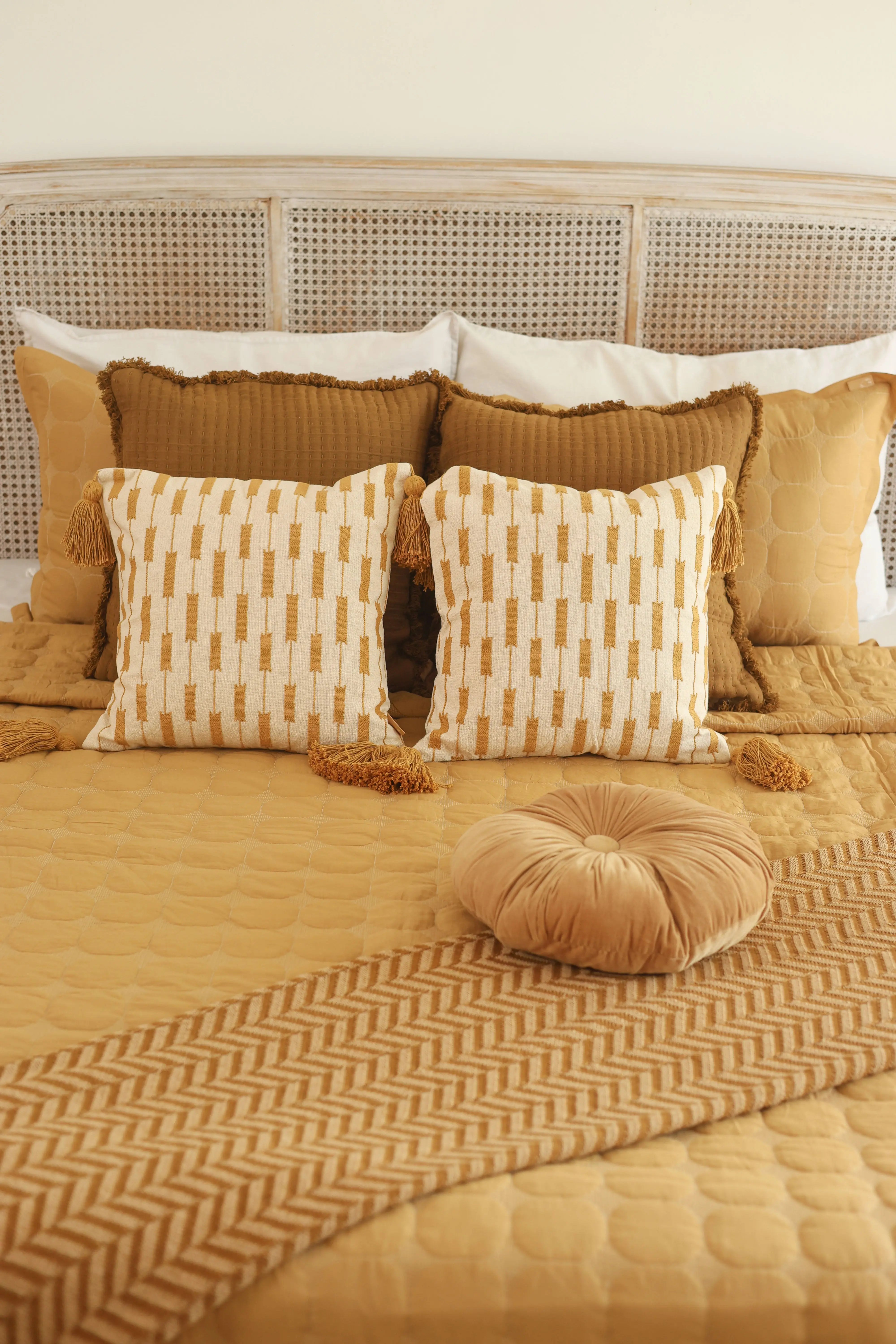 Zen Ochre Cotton Quilted Bedding Set SanctuaryLiving