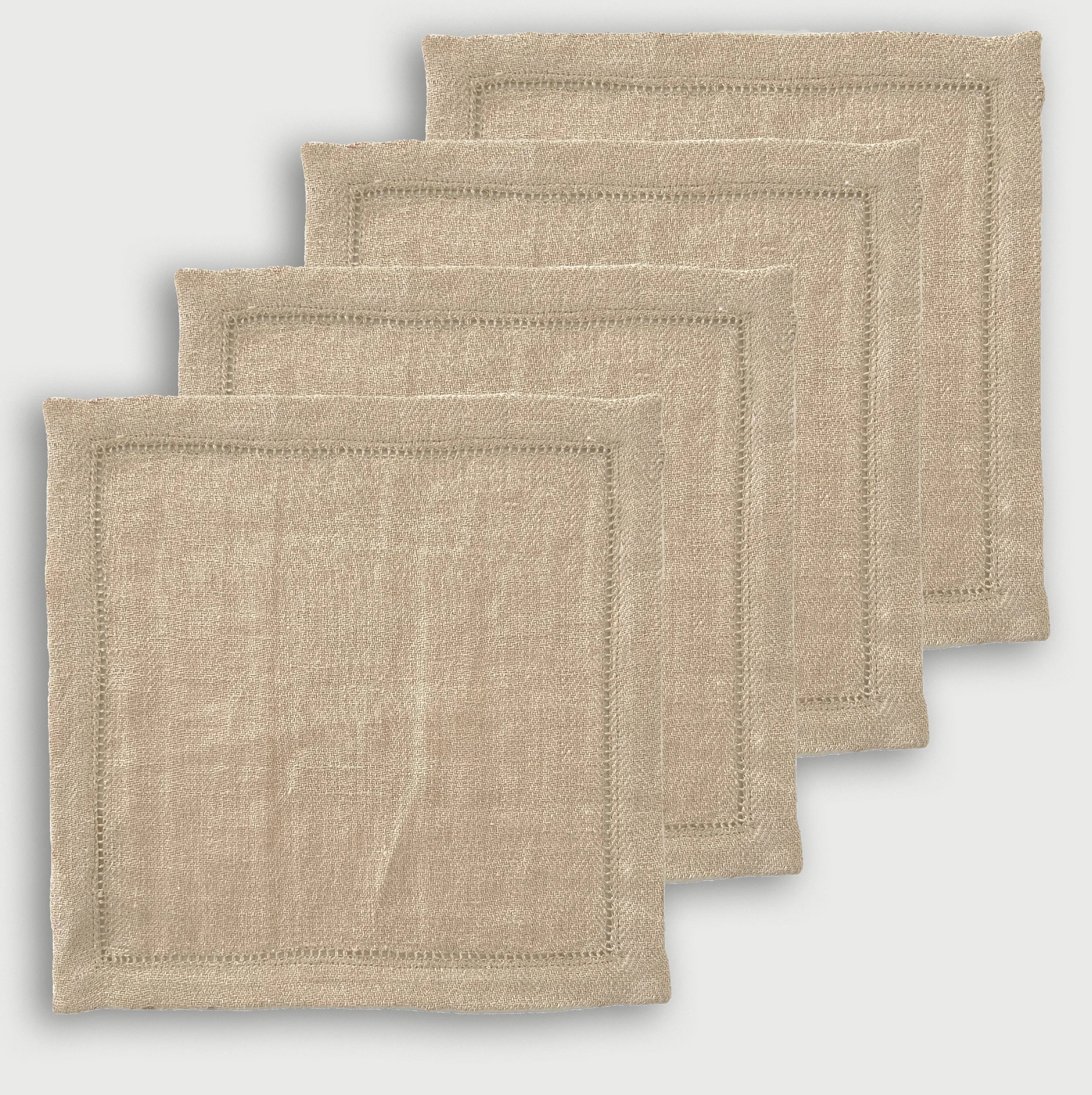Blush Herringbone Linen Cocktail Napkins-Set of 4 SanctuaryLiving