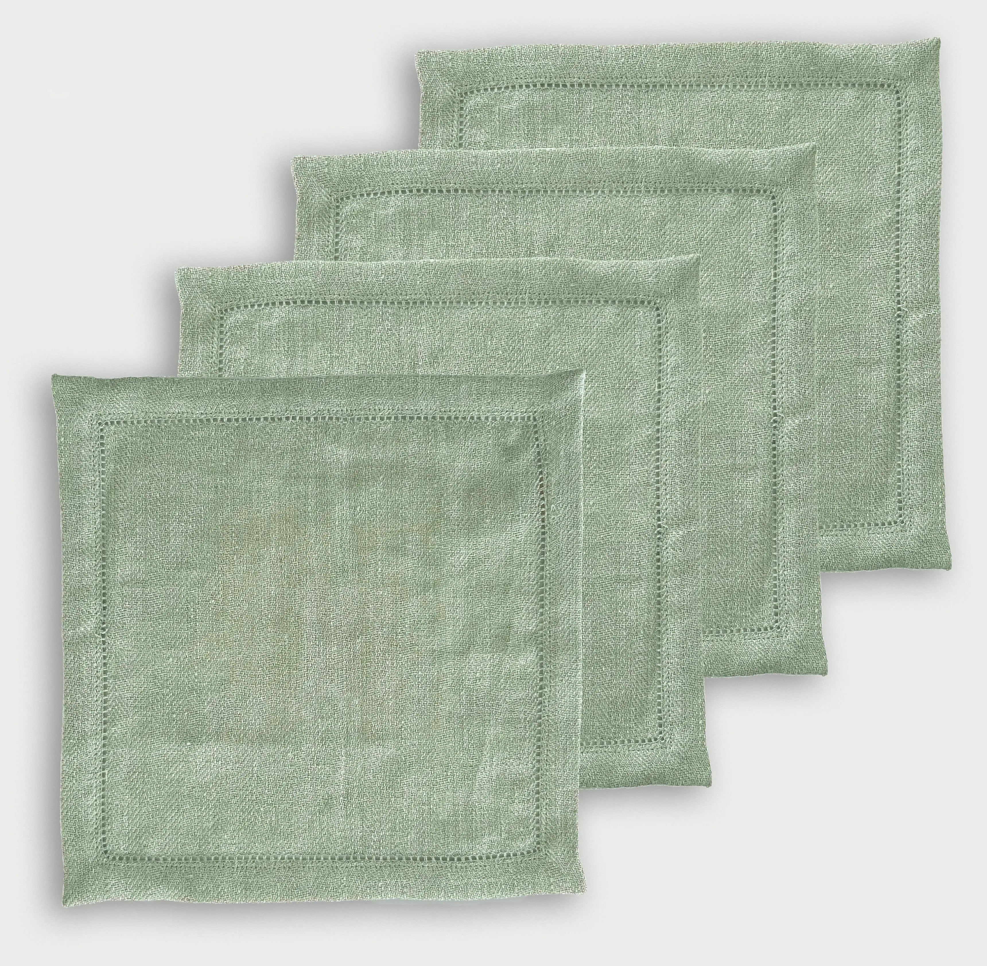 Sage Herringbone Linen Cocktail Napkins-Set of 4 SanctuaryLiving