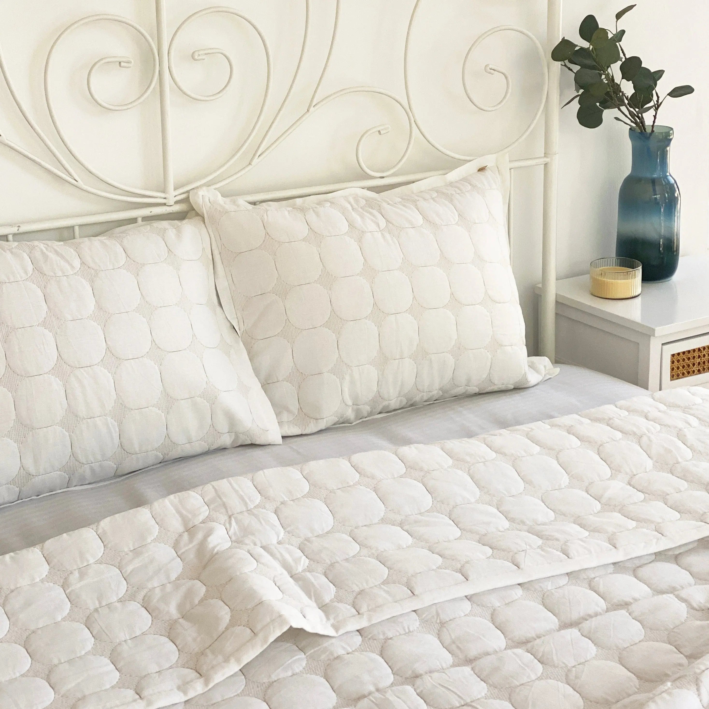 Zen Ivory Quilted Cotton Pillow Covers SanctuaryLiving