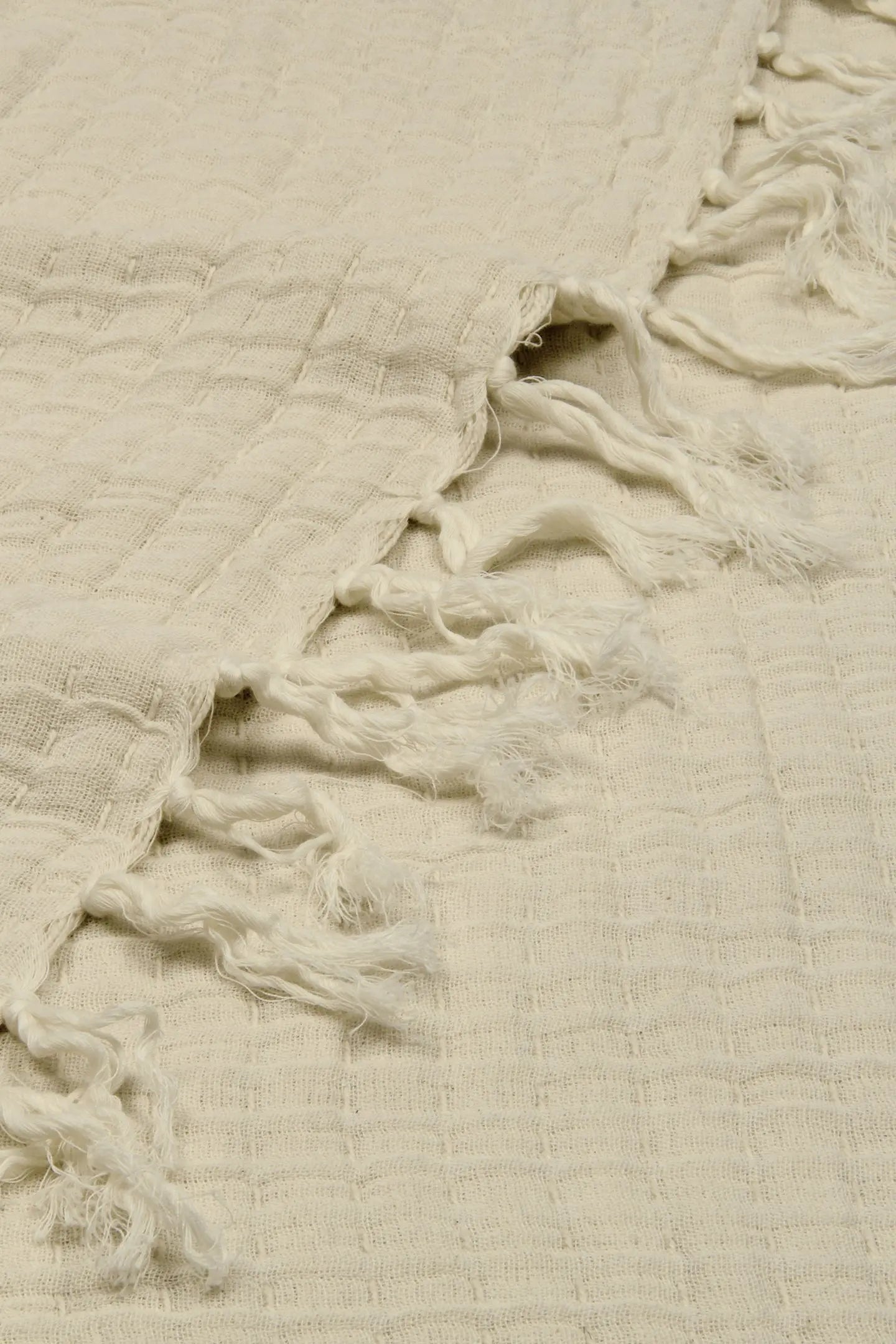 Trail Ivory Cotton Throw SanctuaryLiving