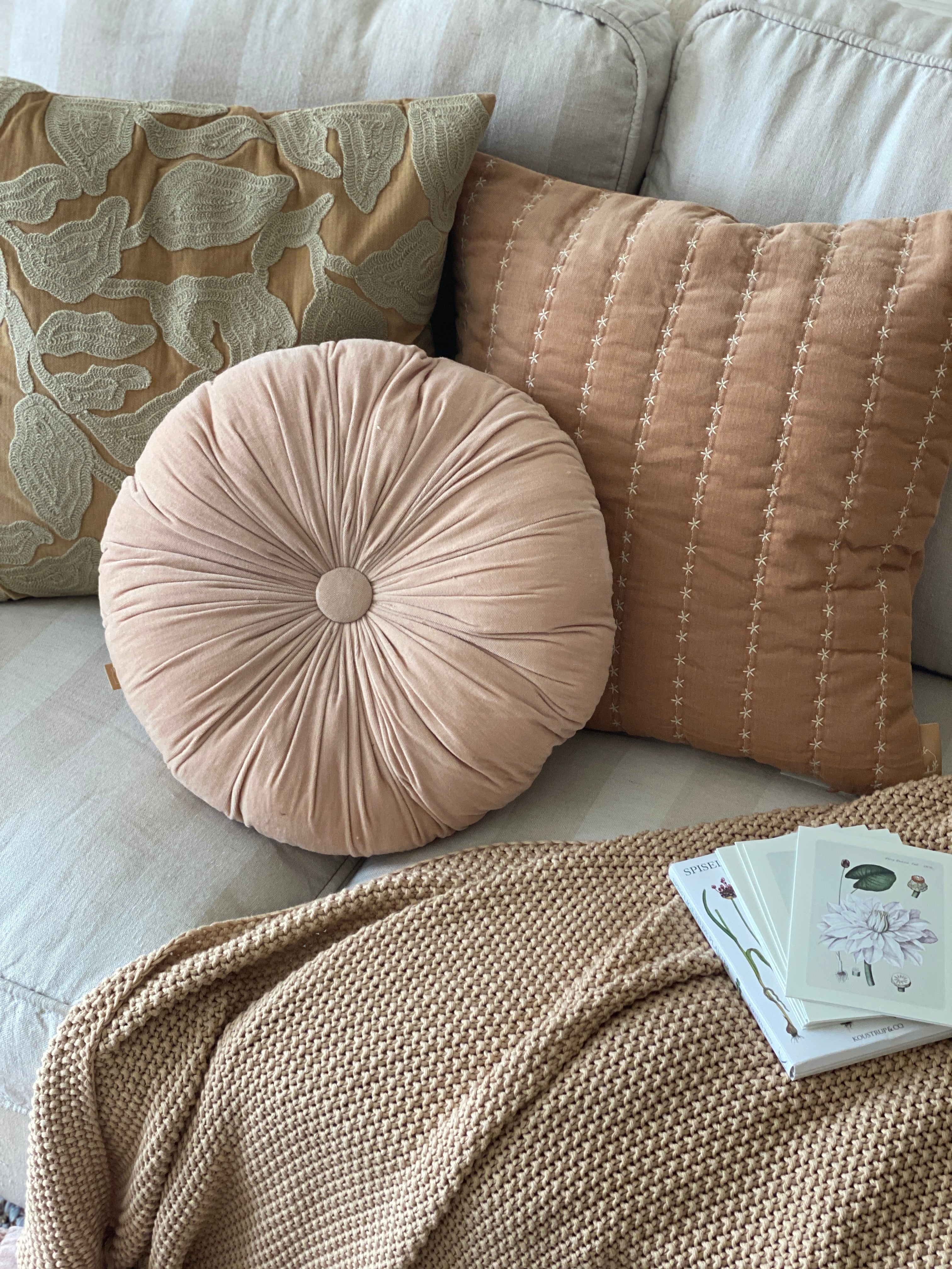 Cuddle Baby Pink Velvet  Round Cushion