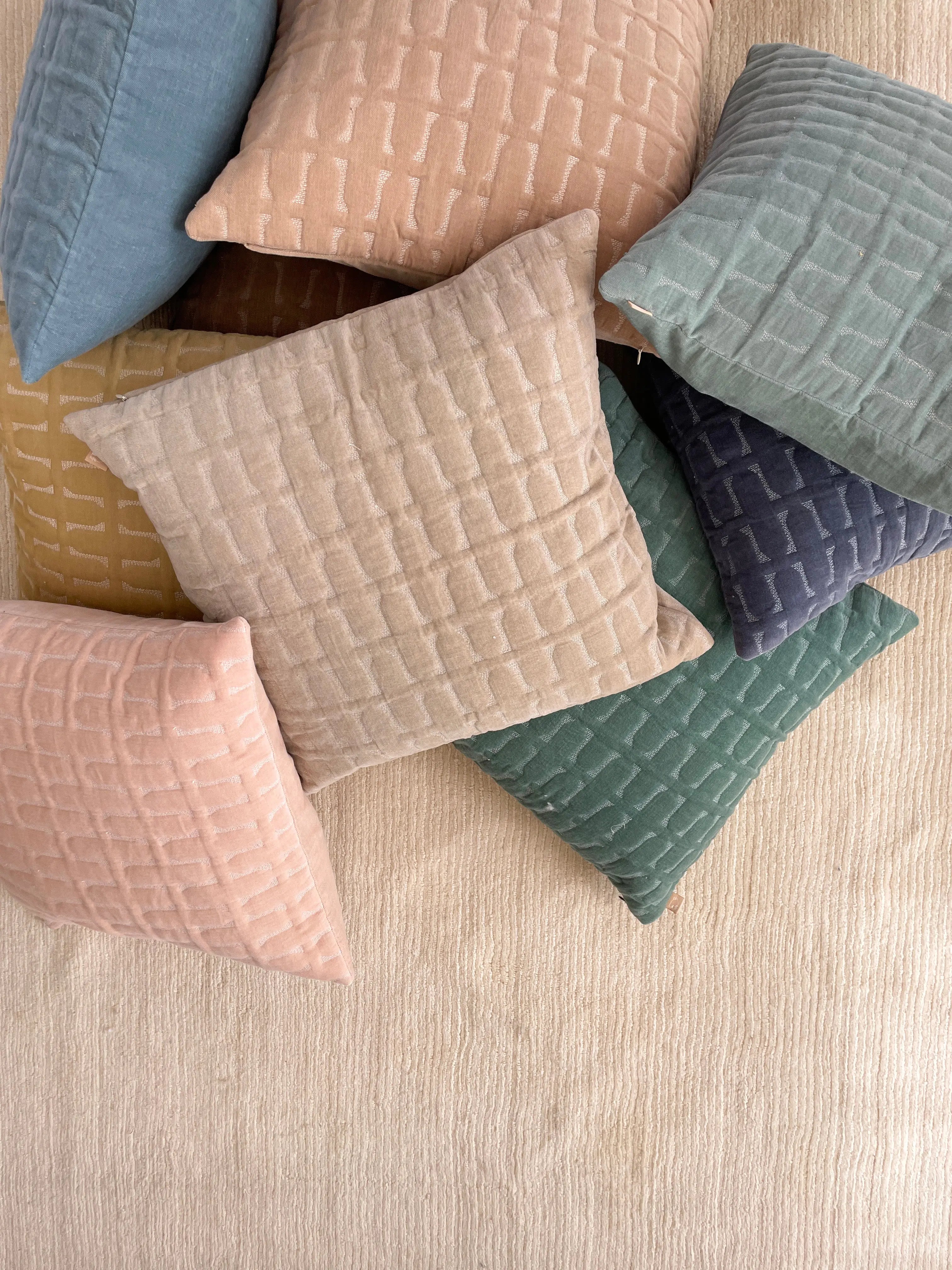 Twig Sand Embroidered Velvet Cushion Cover SanctuaryLiving