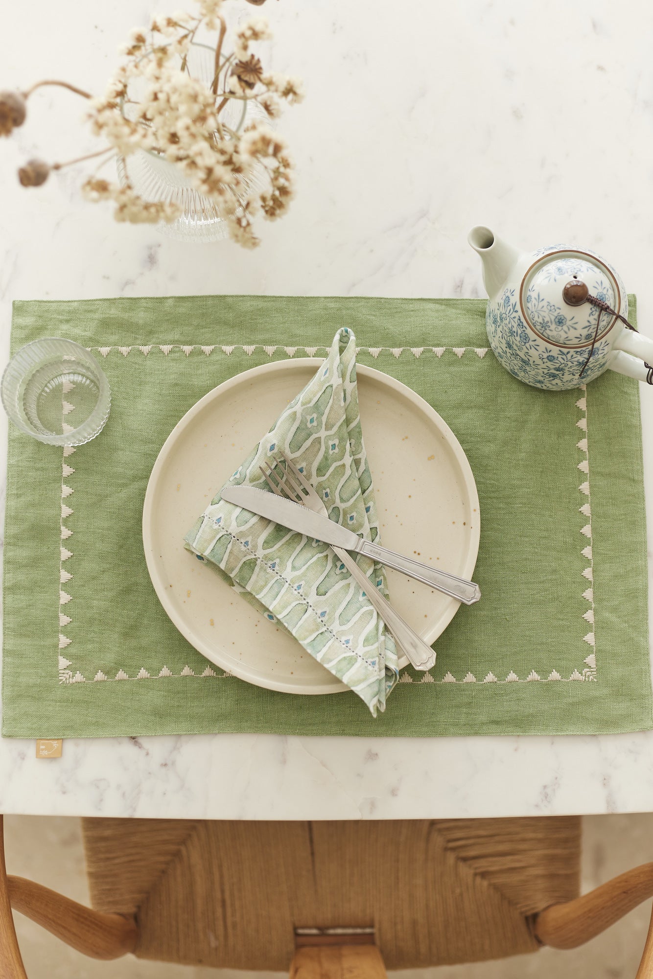 Mirage Fern Linen Table Mats-Set of 2