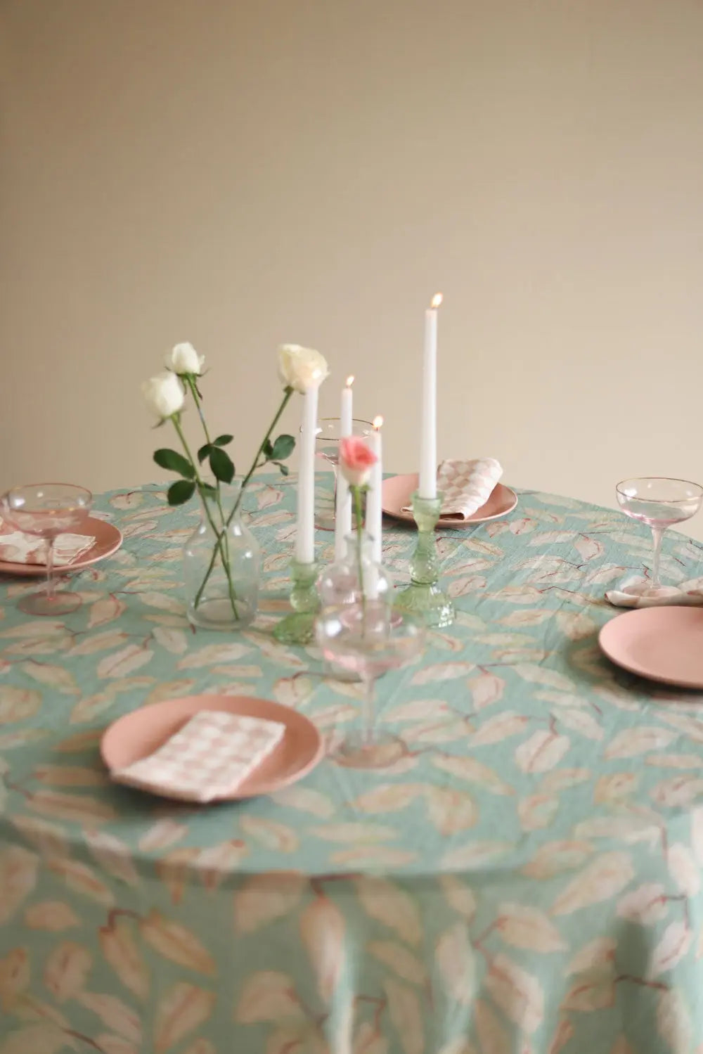 Grove Duck Egg Linen Table Cover SanctuaryLiving