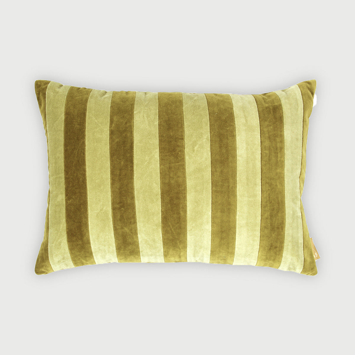 Holly Olive Striped Oblong Cushion Cover