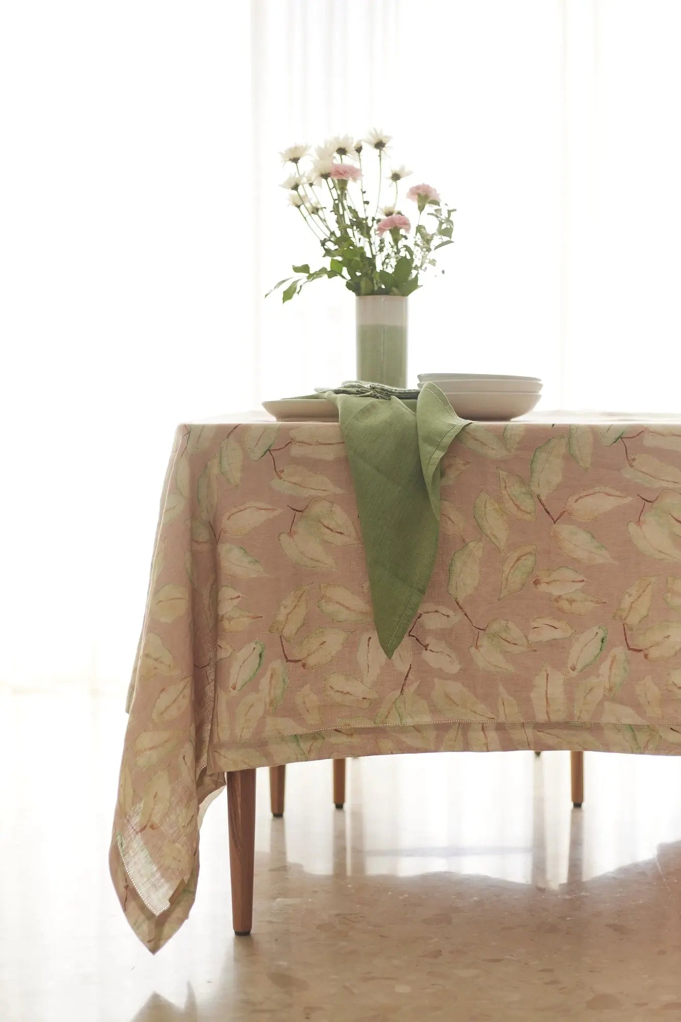 Grove Blush Linen Table Cover SanctuaryLiving