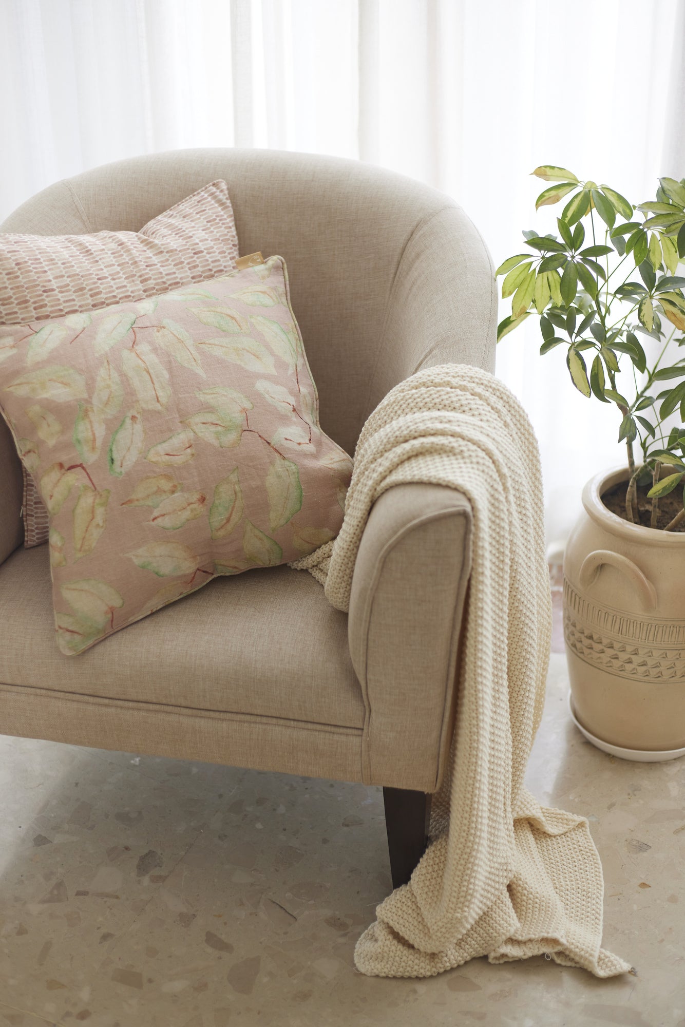 Grove Blush Linen Cushion Cover