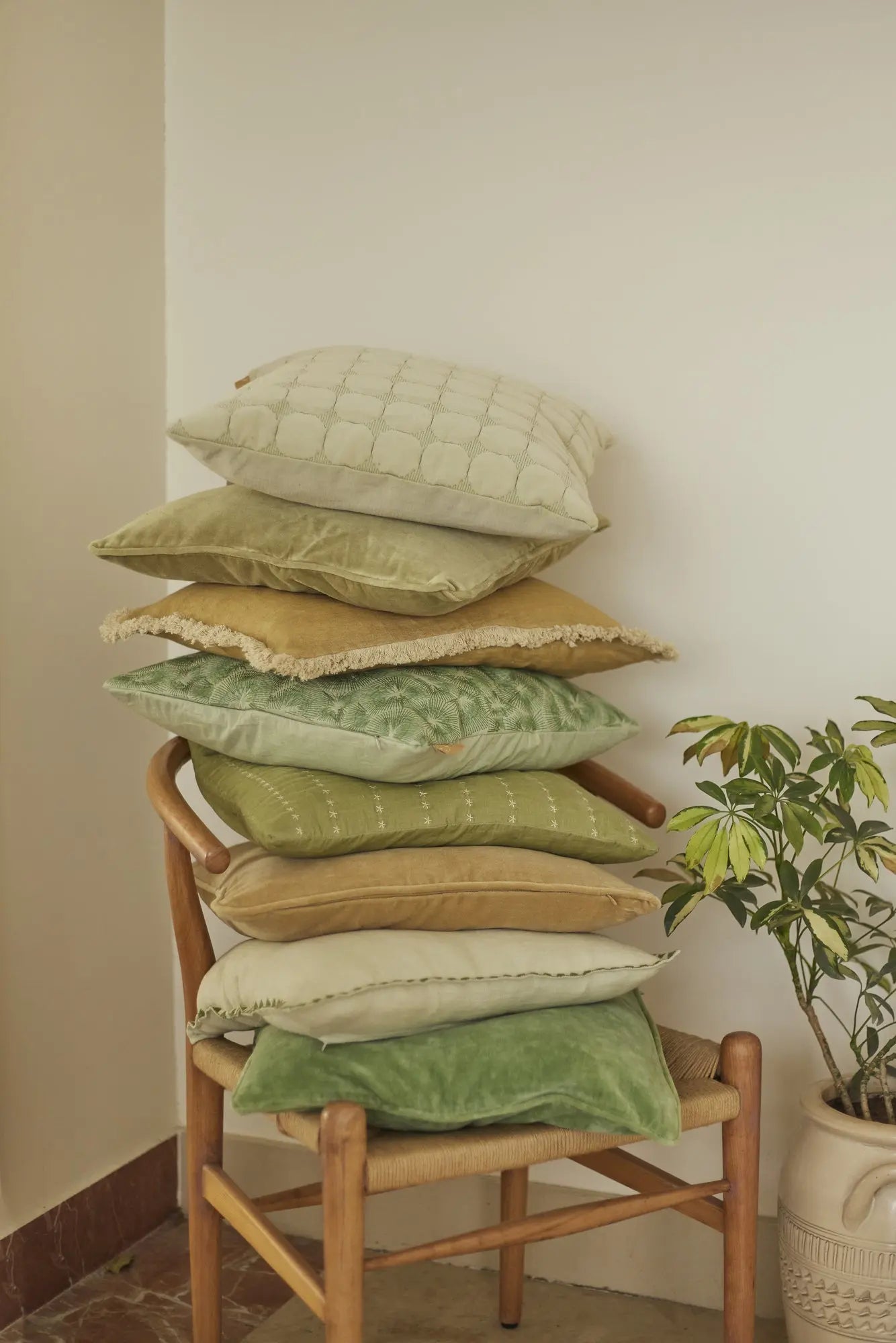 Sitara Sage Velvet Cushion Cover SanctuaryLiving