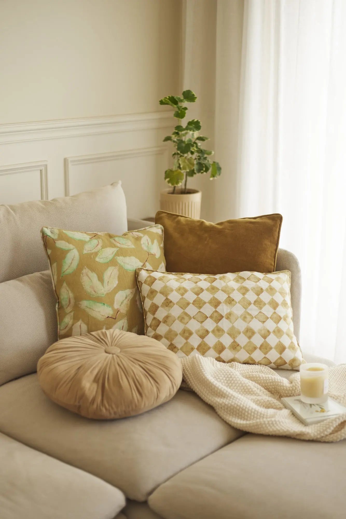 Cuddle Sand Velvet Round Cushion SanctuaryLiving