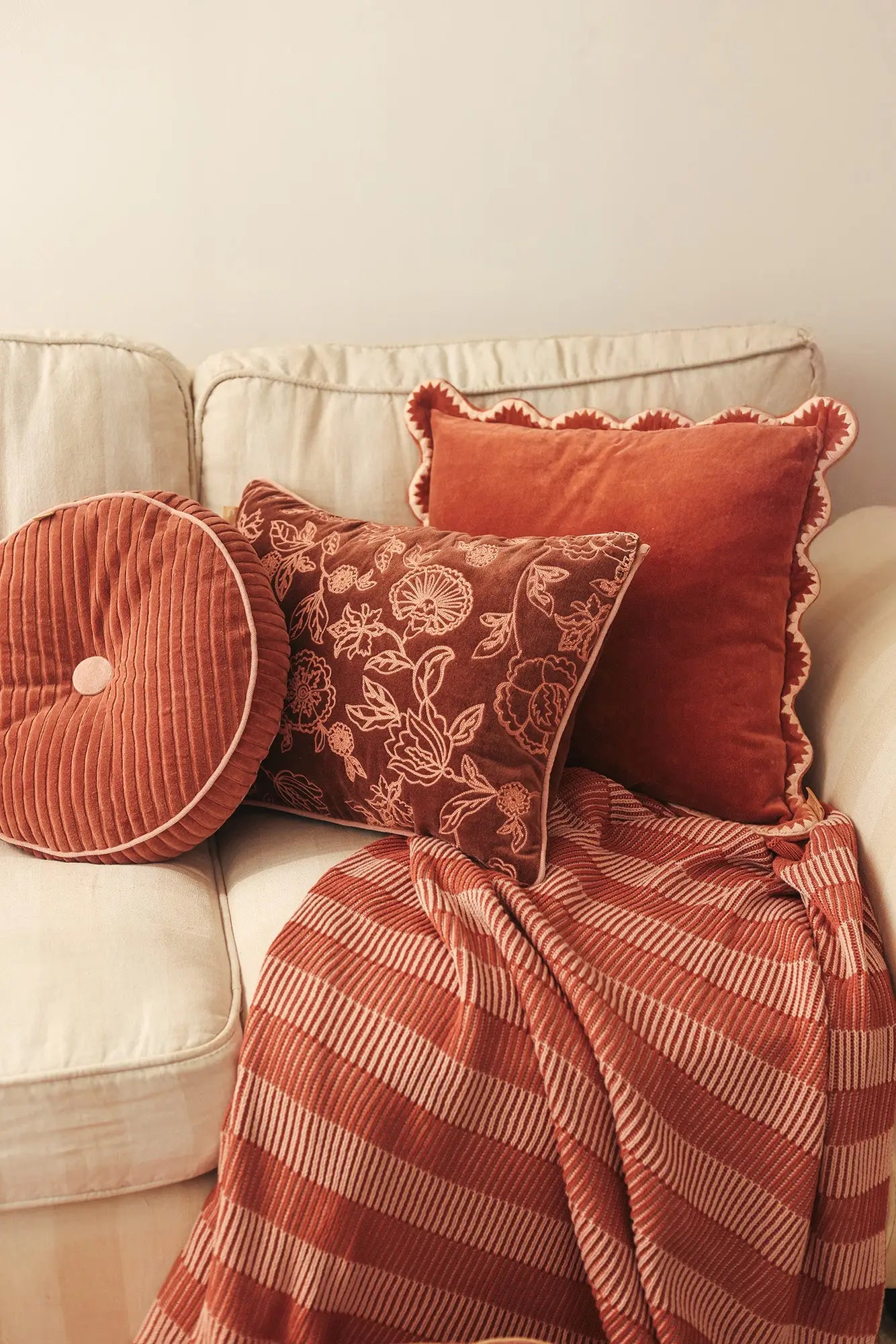 Striped Rhubarb Cotton Knitted Throw SanctuaryLiving