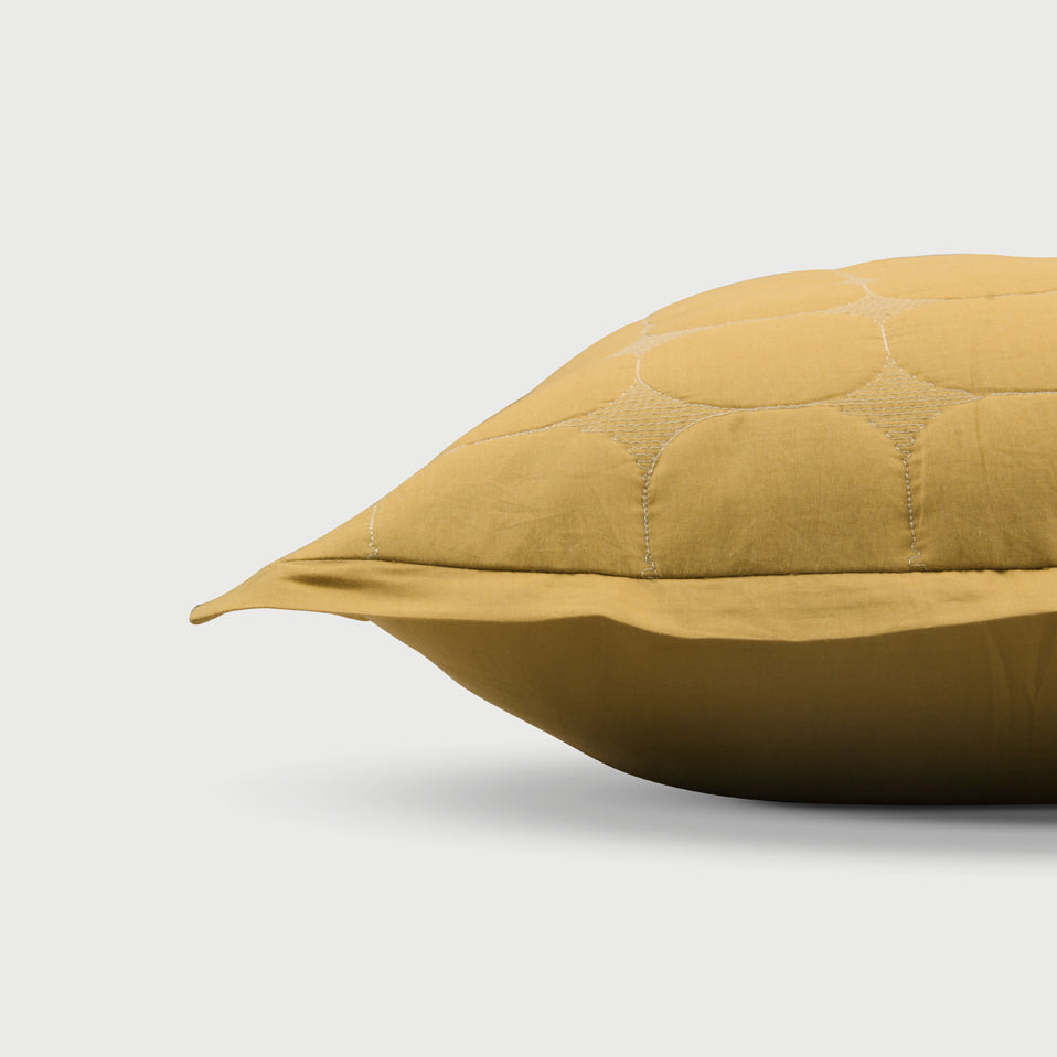 Zen Ochre Cotton Quilted Bedding Set