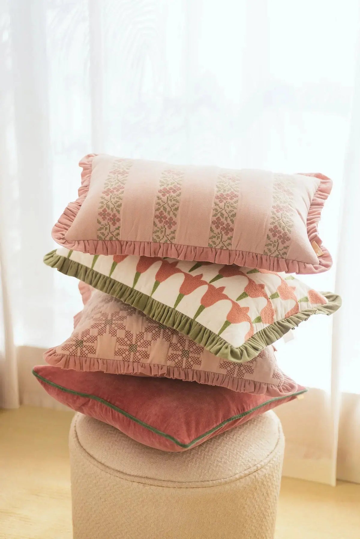 Tulip Raspberry Oblong Cushion Cover SanctuaryLiving