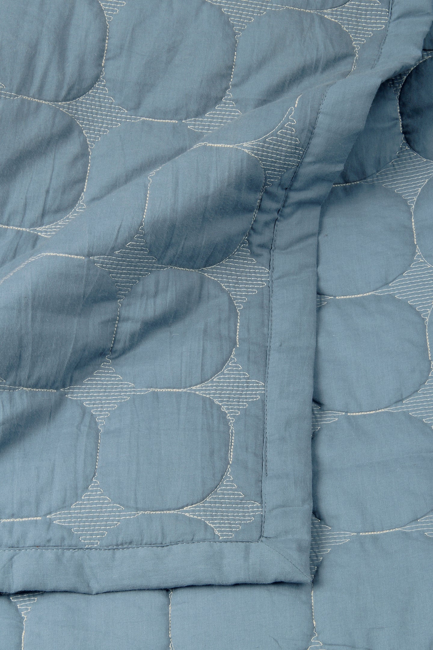 Zen Azure Cotton Quilted Bedding Set