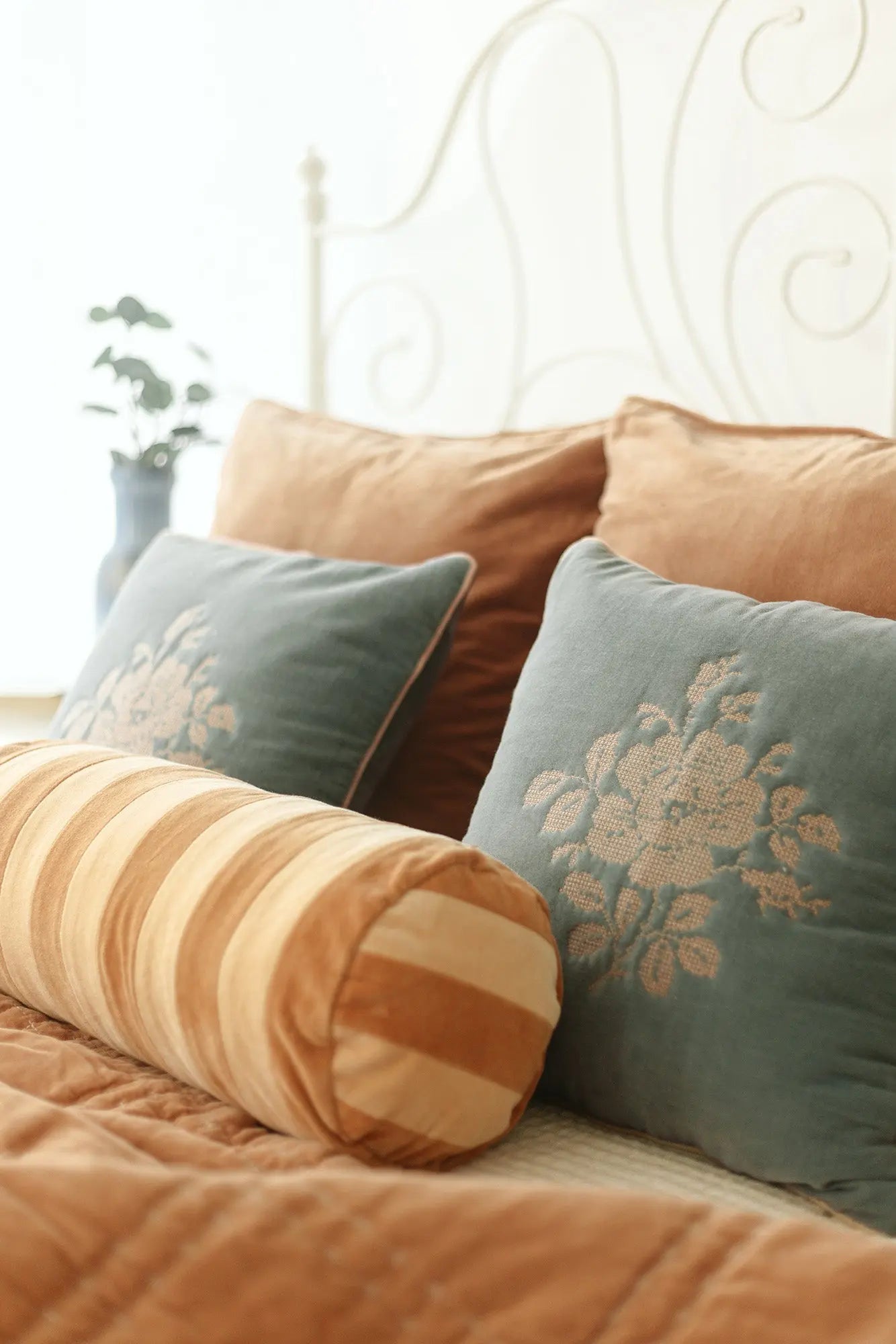 Holly Melon Striped Bolster Cover SanctuaryLiving