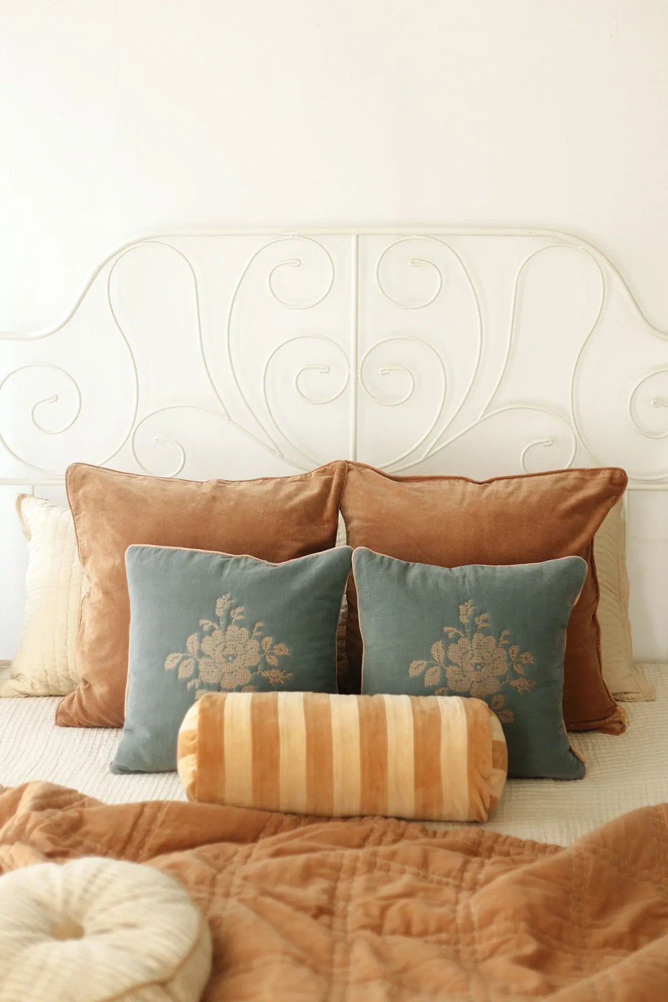 Checker Spice Velvet Embroidered Quilt SanctuaryLiving