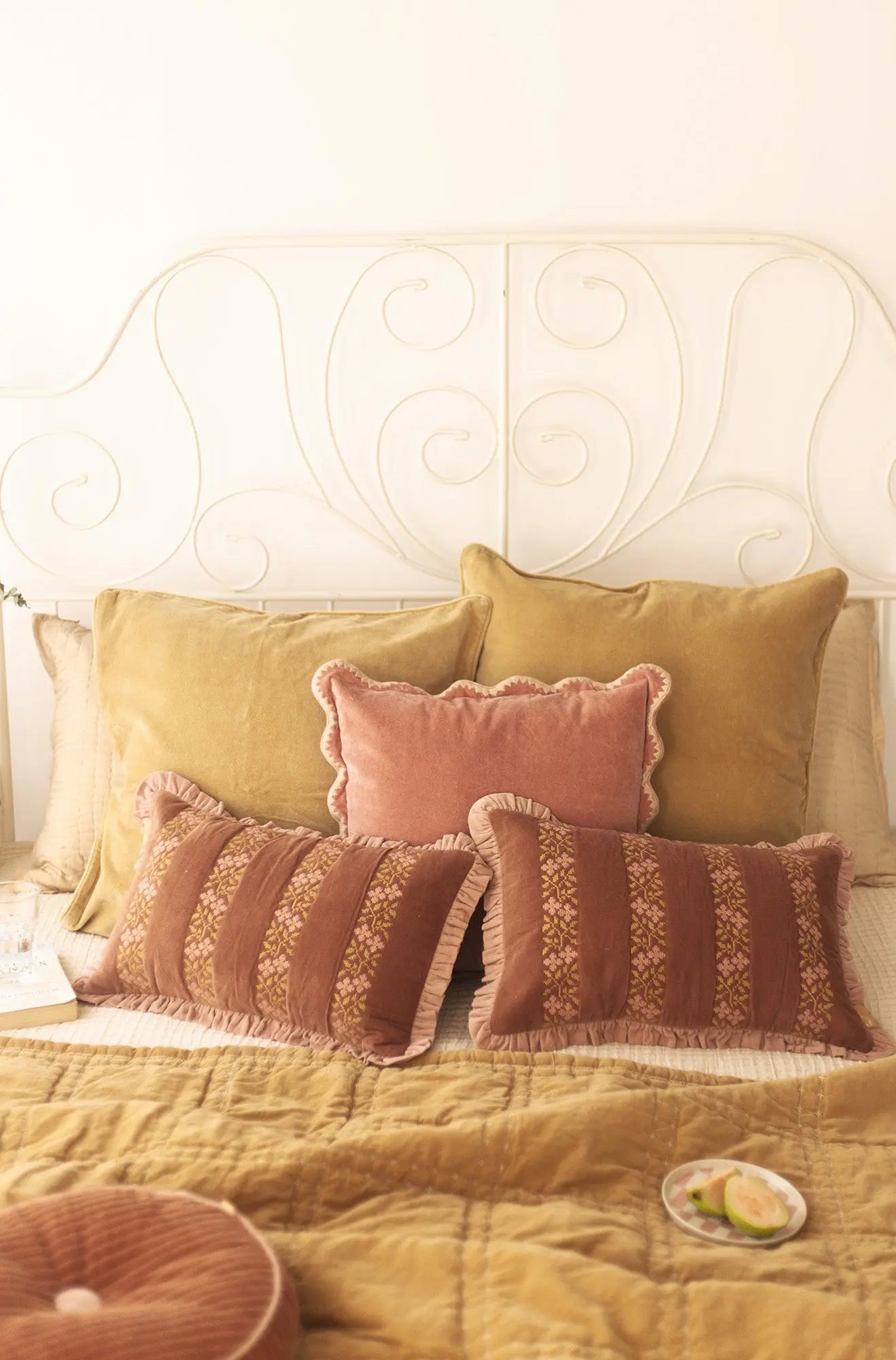 Checker Sand Velvet Embroidered Quilt SanctuaryLiving