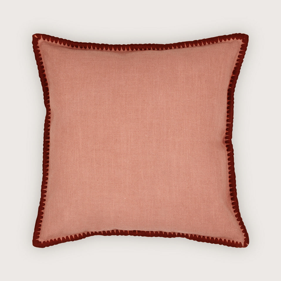 Sofia Dusty Rose Embroidered Cotton Cushion Cover