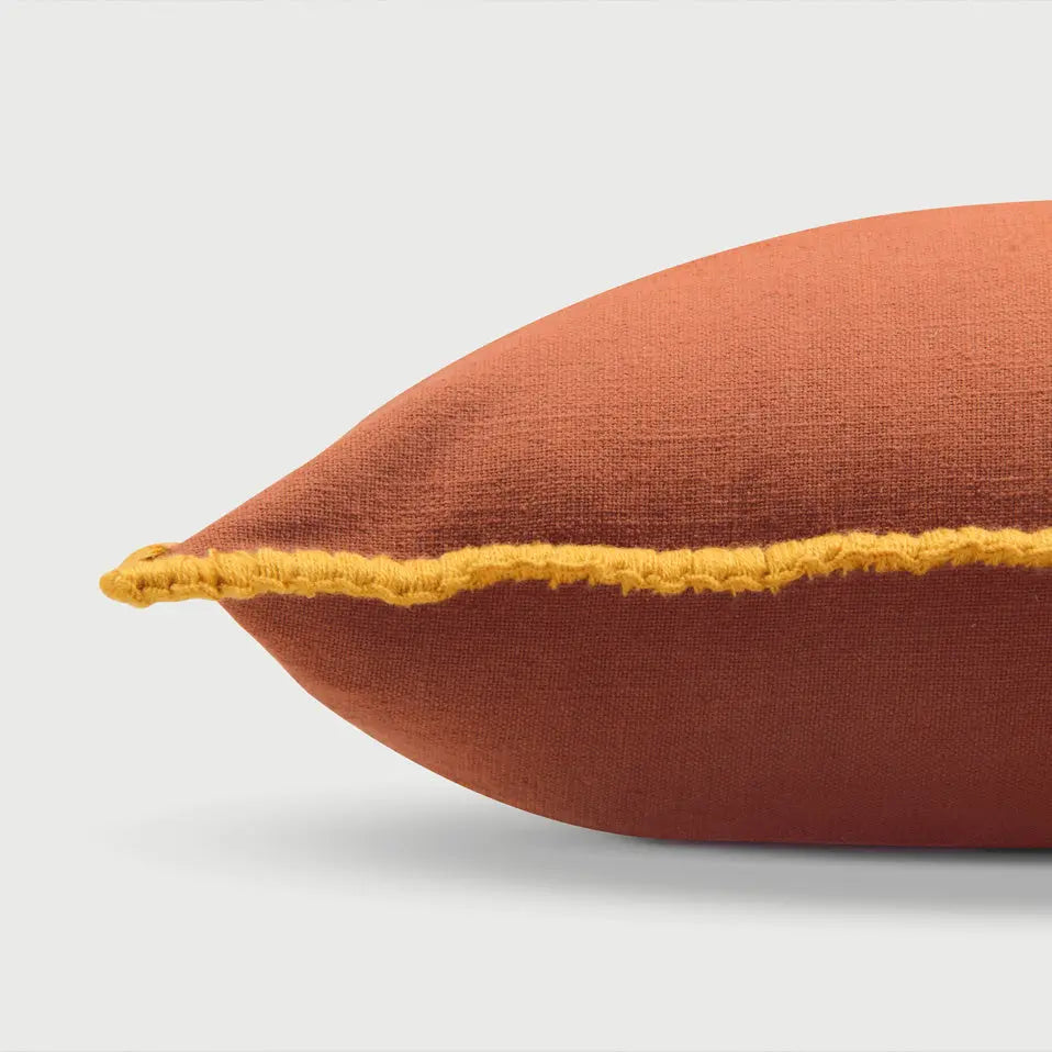 Sofia Terracotta Embroidered Cotton Cushion Cover SanctuaryLiving