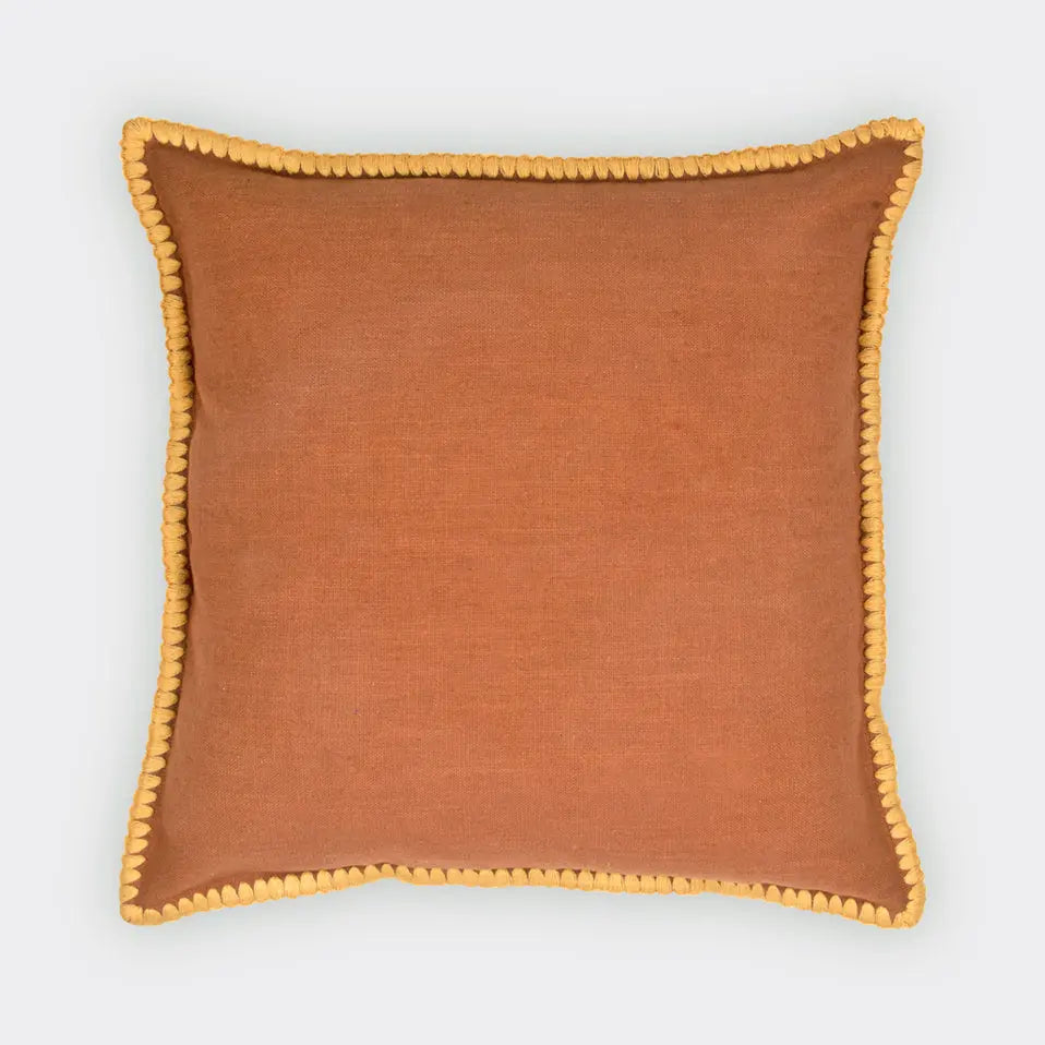 Sofia Terracotta Embroidered Cotton Cushion Cover SanctuaryLiving