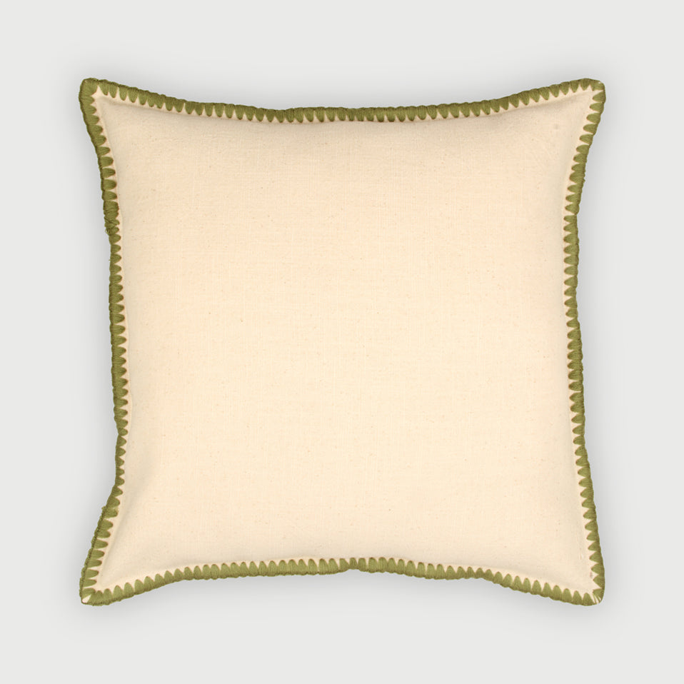 Sofia Forest Green Embroidered Cotton Cushion Cover