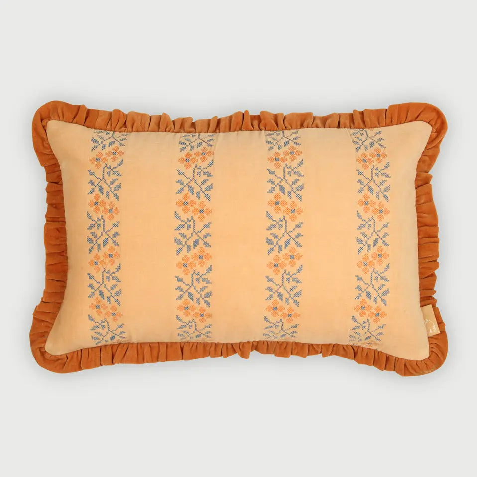 Heather Sunset Cross Stitch Oblong Cushion Cover SanctuaryLiving