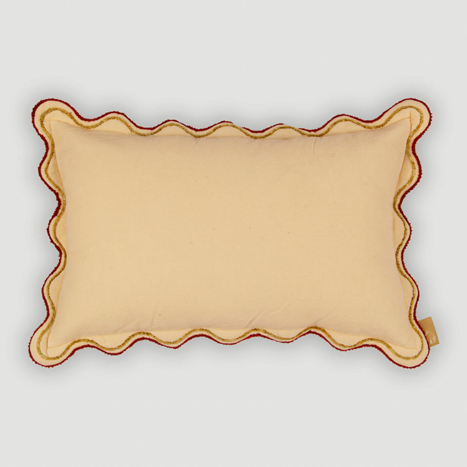Aurora Scallop Oatmeal Embroidered Oblong Cushion Cover