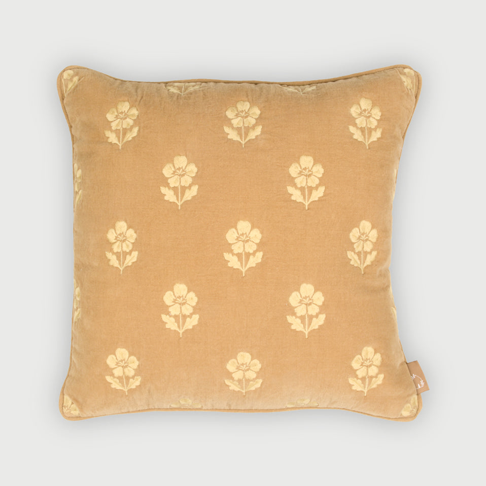 Lucia Amber Embroidered Velvet Cushion Cover