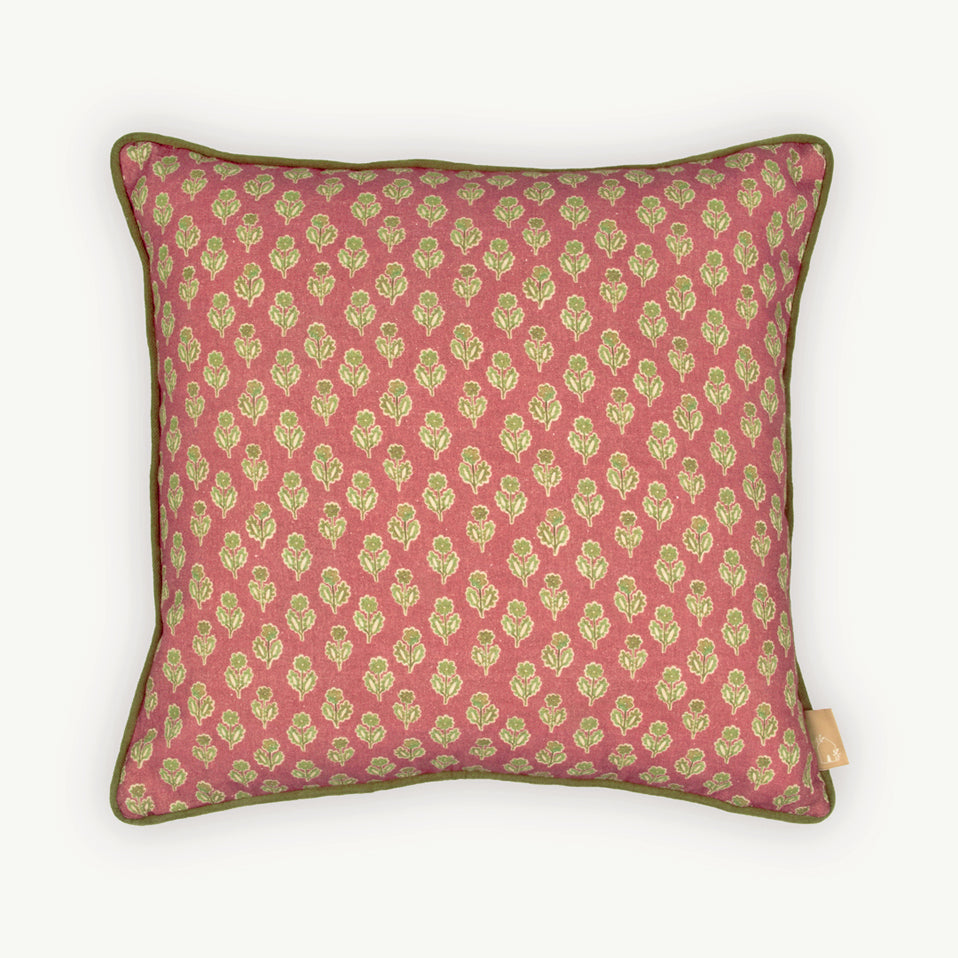 Viola Carmine Cotton Cushion Cover
