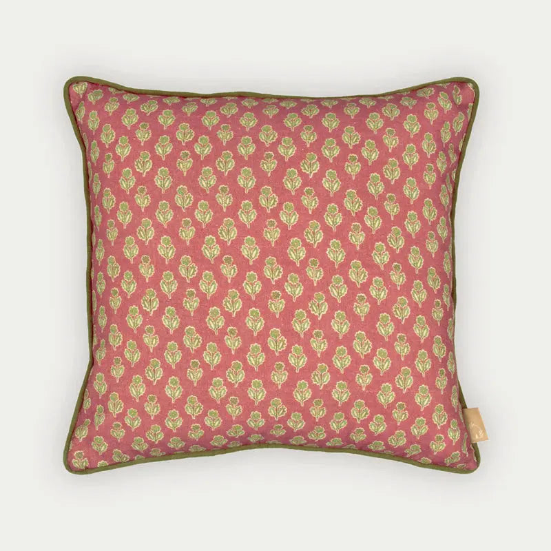 Viola Carmine Cotton Cushion Cover SanctuaryLiving