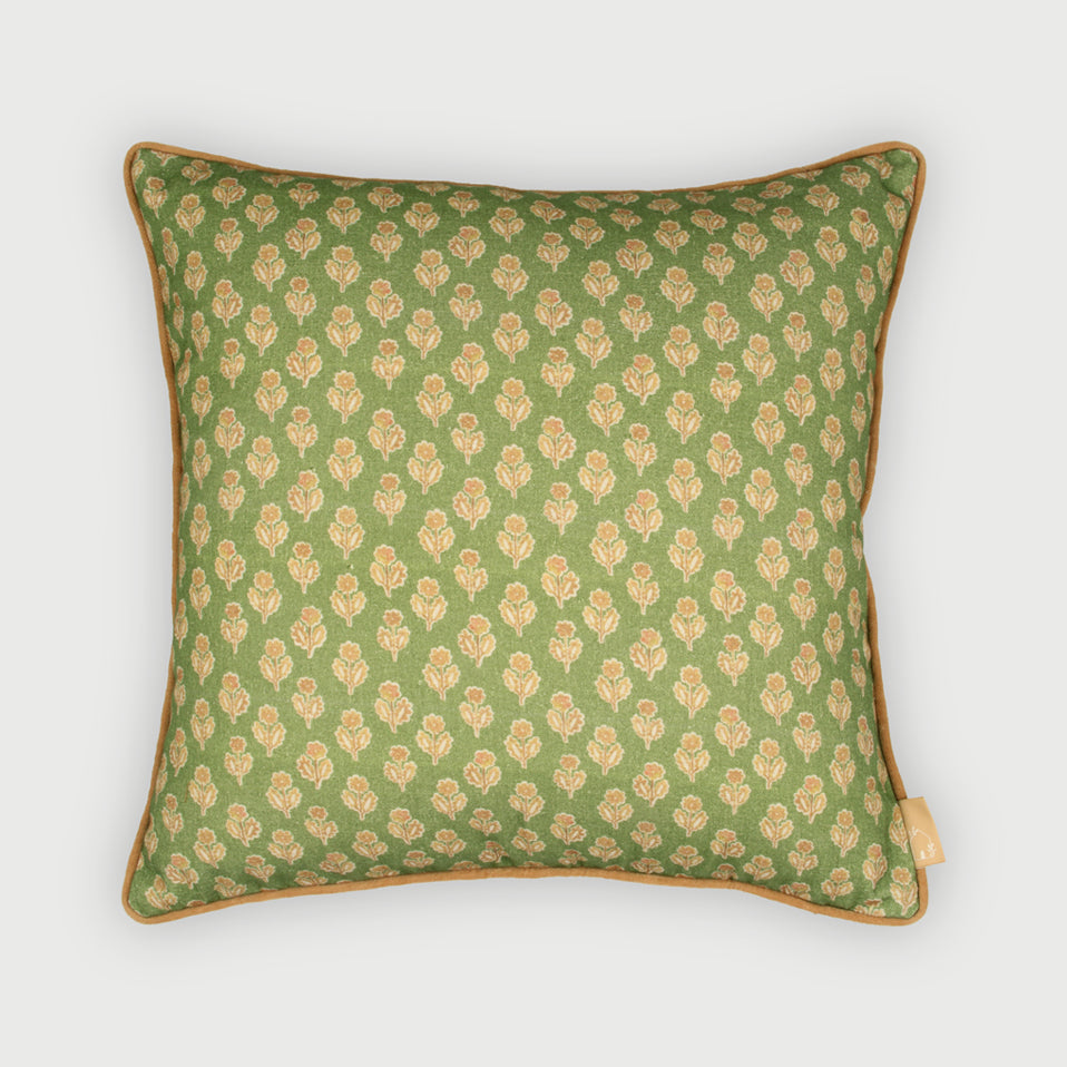 Viola Forest Green Cotton Cushion Cover
