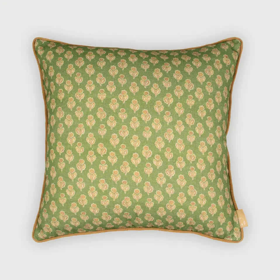Viola Forest Green Cotton Cushion Cover SanctuaryLiving
