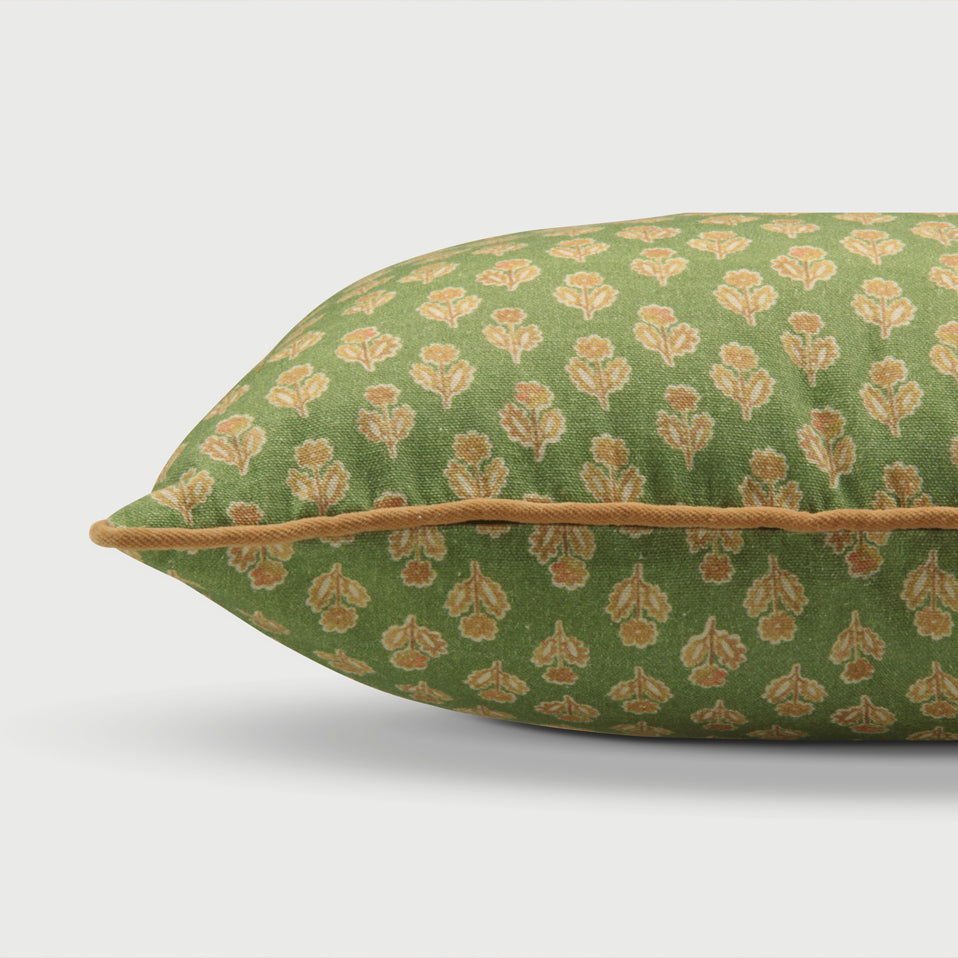 Viola Forest Green Cotton Oblong Cushion Cover